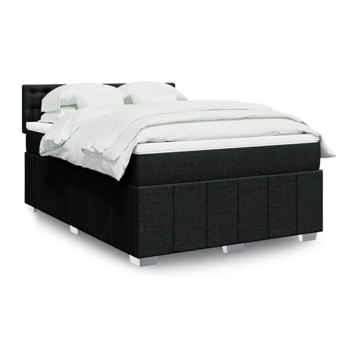 vidaxl Boxspringbett mit Matratze in Schwarz aus Stoff und Holzwerkstoff B/T/H: 160 x 200 cm - Bild 1