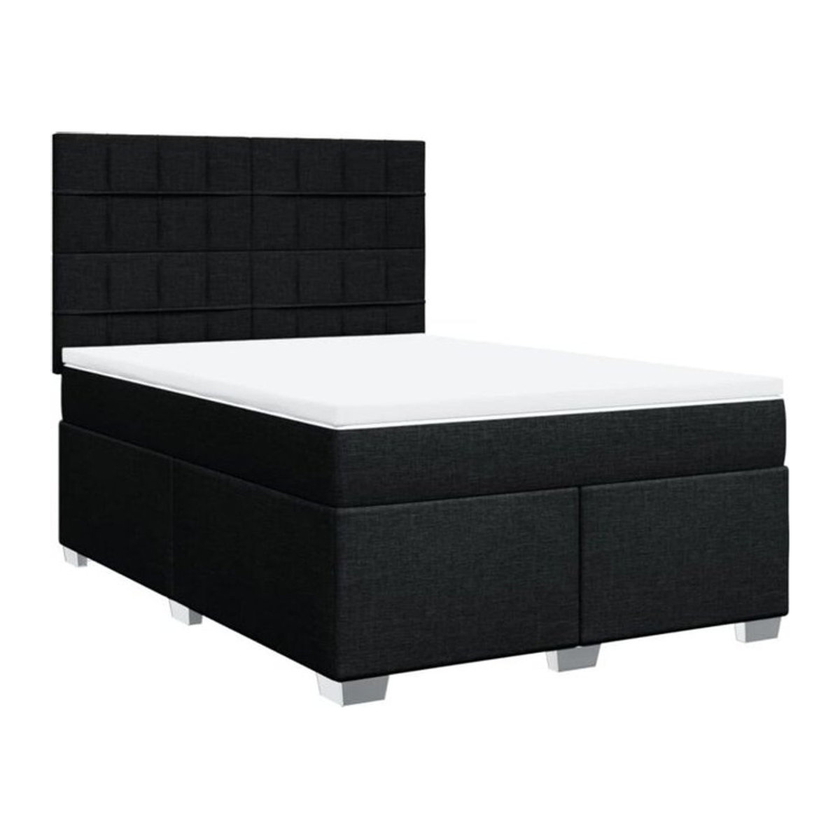 vidaxl Boxspringbett mit Matratze in Schwarz aus Stoff und Holzwerkstoff B/T/H: 160 x 200 x 150,5 cm - Bild 1
