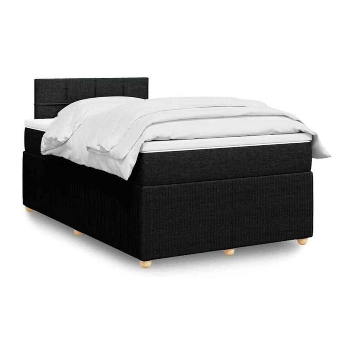 vidaxl Boxspringbett mit Matratze in Schwarz aus Stoff und Holzwerkstoff B/T/H: 190 x 120 x 100,5 cm - Bild 1