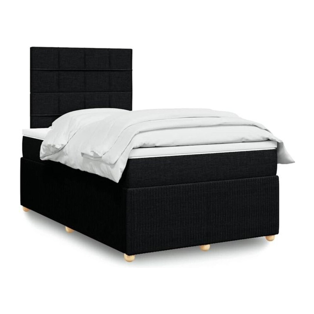 Vidaxl Boxspringbett mit Matratze in Schwarz aus Stoff und Holzwerkstoff B/T/H: 190 x 120 x 150,5 cm - Bild 1