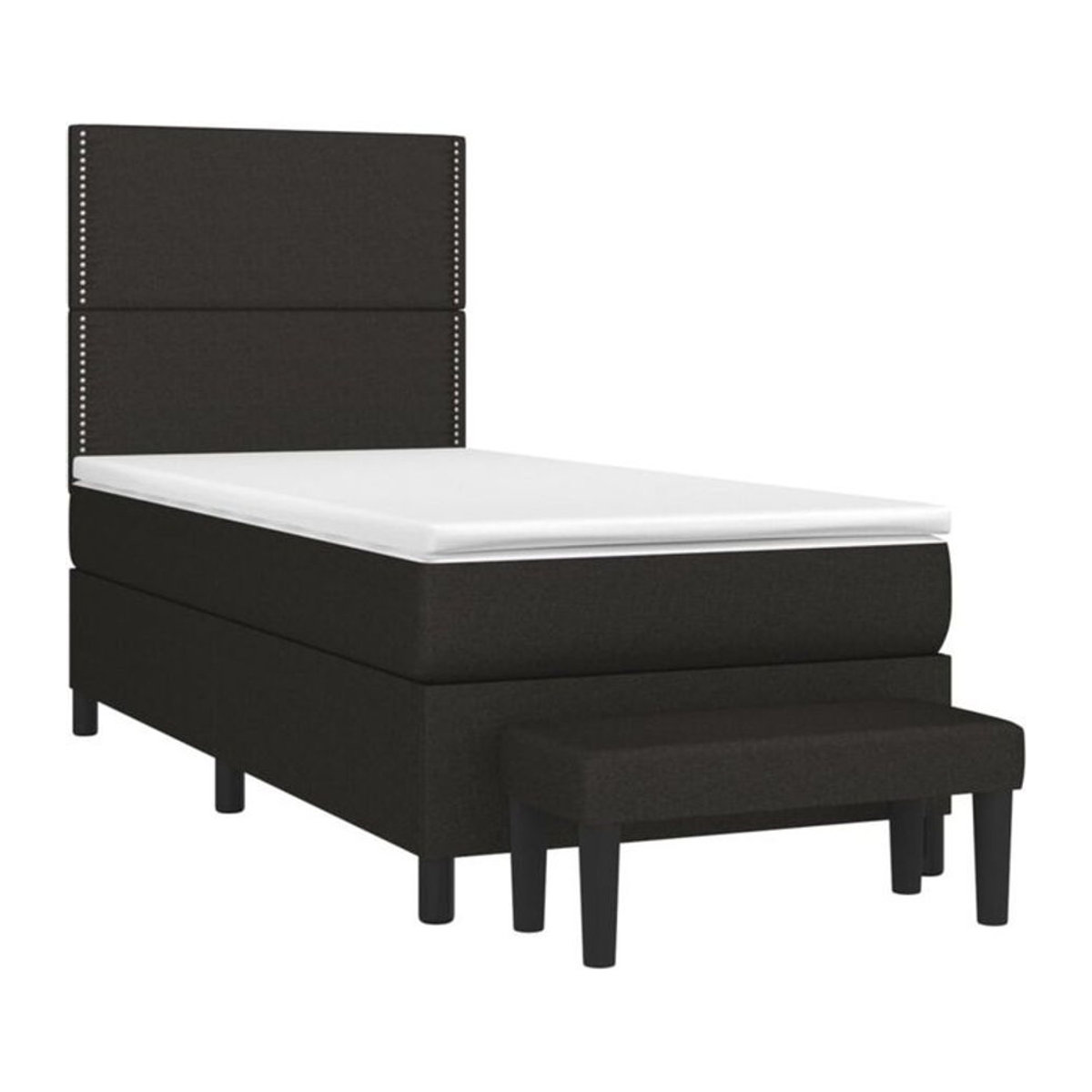 vidaxl Boxspringbett mit Matratze in Schwarz aus Stoff und Holzwerkstoff, B/T/H: 190 x 90 x 128 cm - Bild 1
