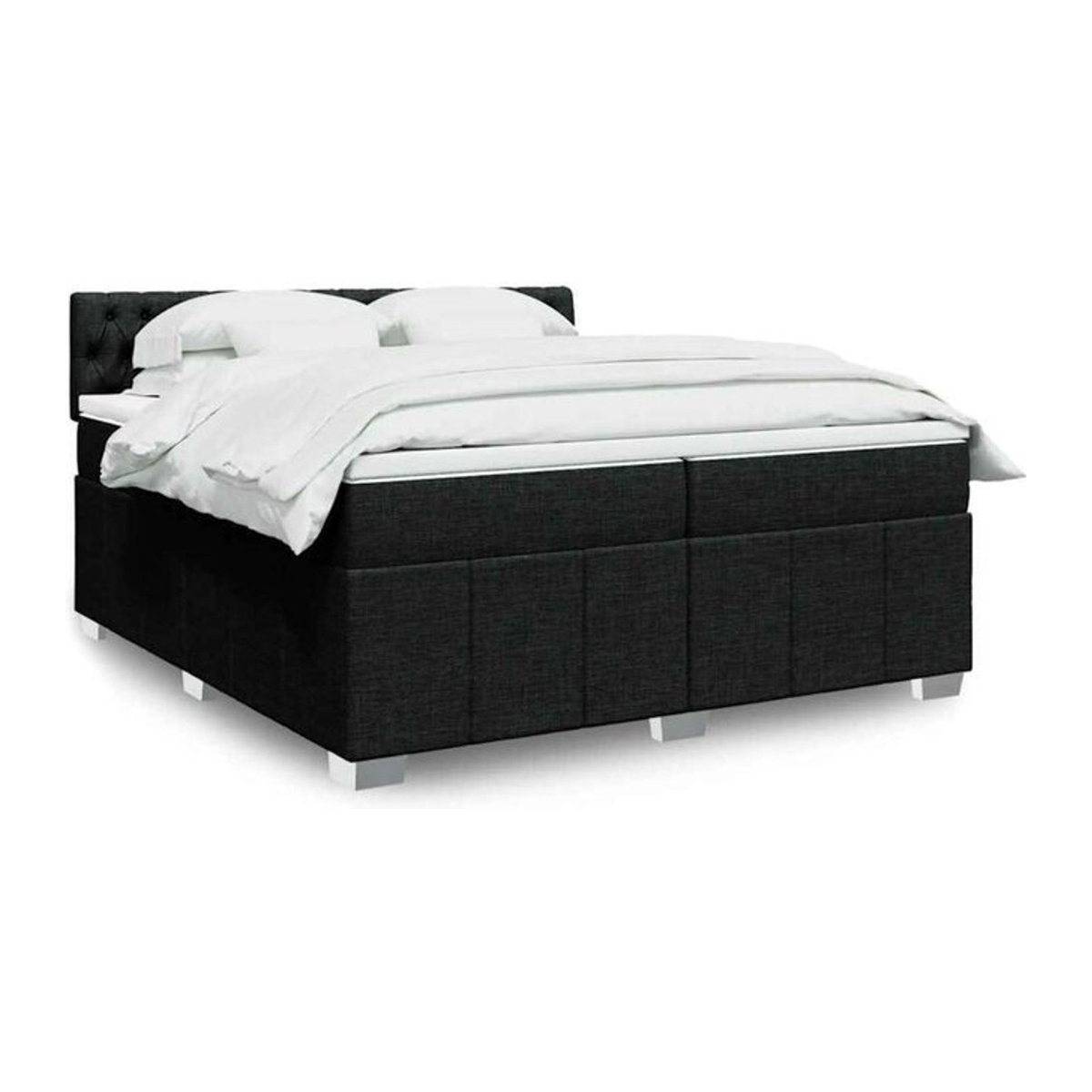 Vidaxl Boxspringbett mit Matratze in Schwarz aus Stoff und Holzwerkstoff B/T/H: 200 x 200 x 100,5 cm - Bild 1