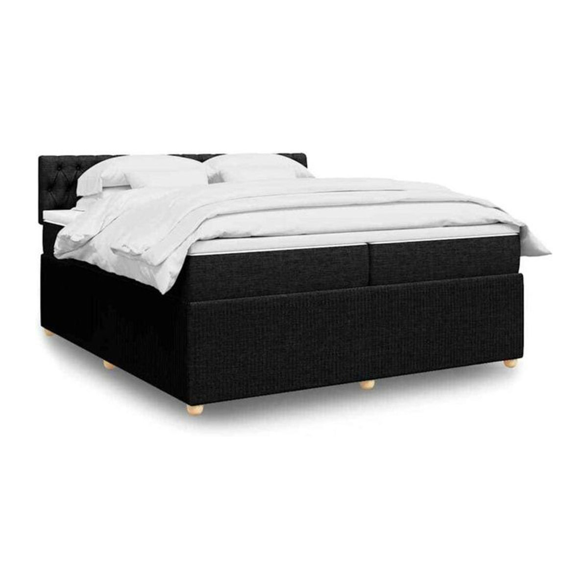 Vidaxl Boxspringbett mit Matratze in Schwarz aus Stoff und Holzwerkstoff B/T/H: 200 x 200 x 100,5 cm - Bild 1
