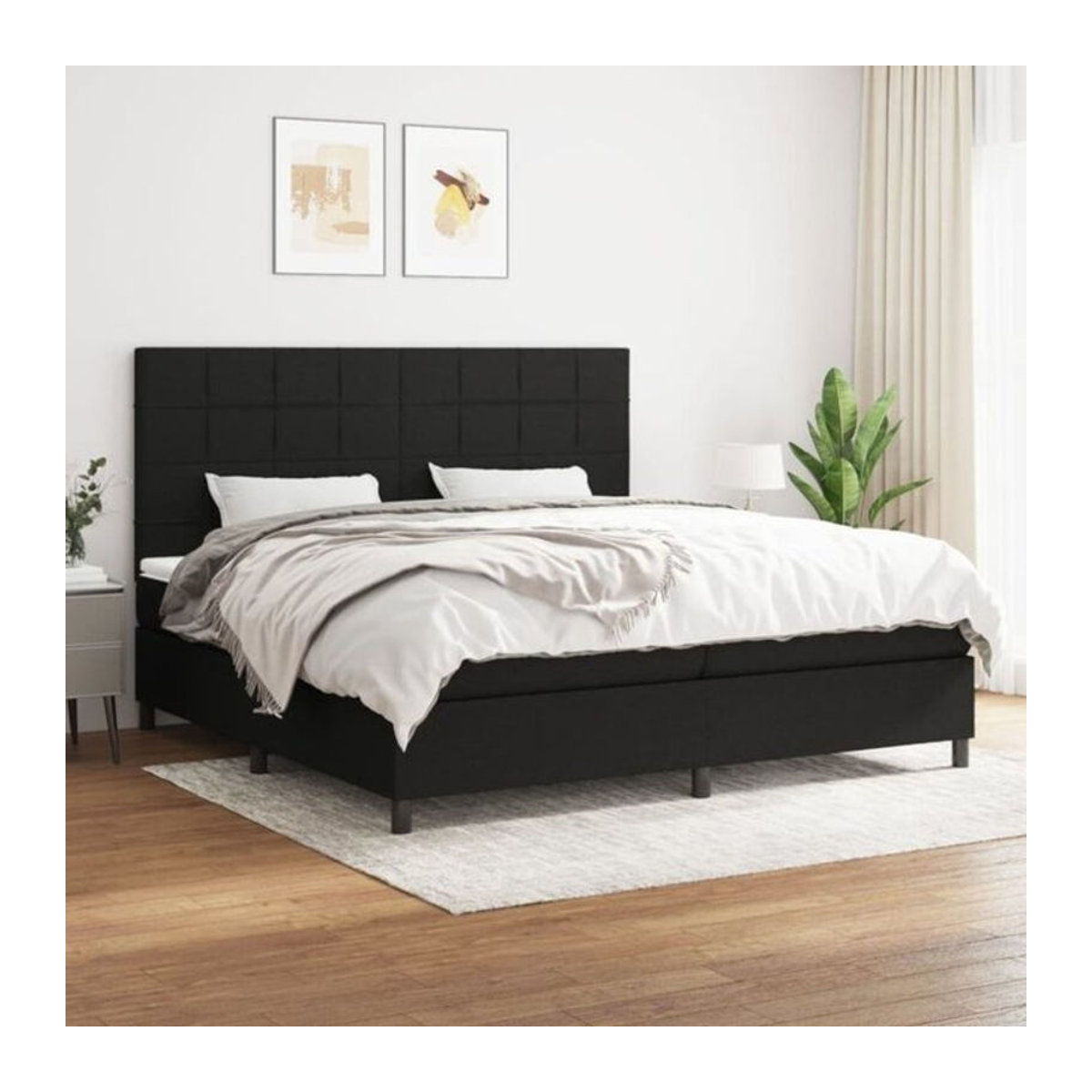 Vidaxl Boxspringbett mit Matratze in Schwarz aus Stoff und Holzwerkstoff B/T/H: 200 x 200 x 118 cm - Bild 1