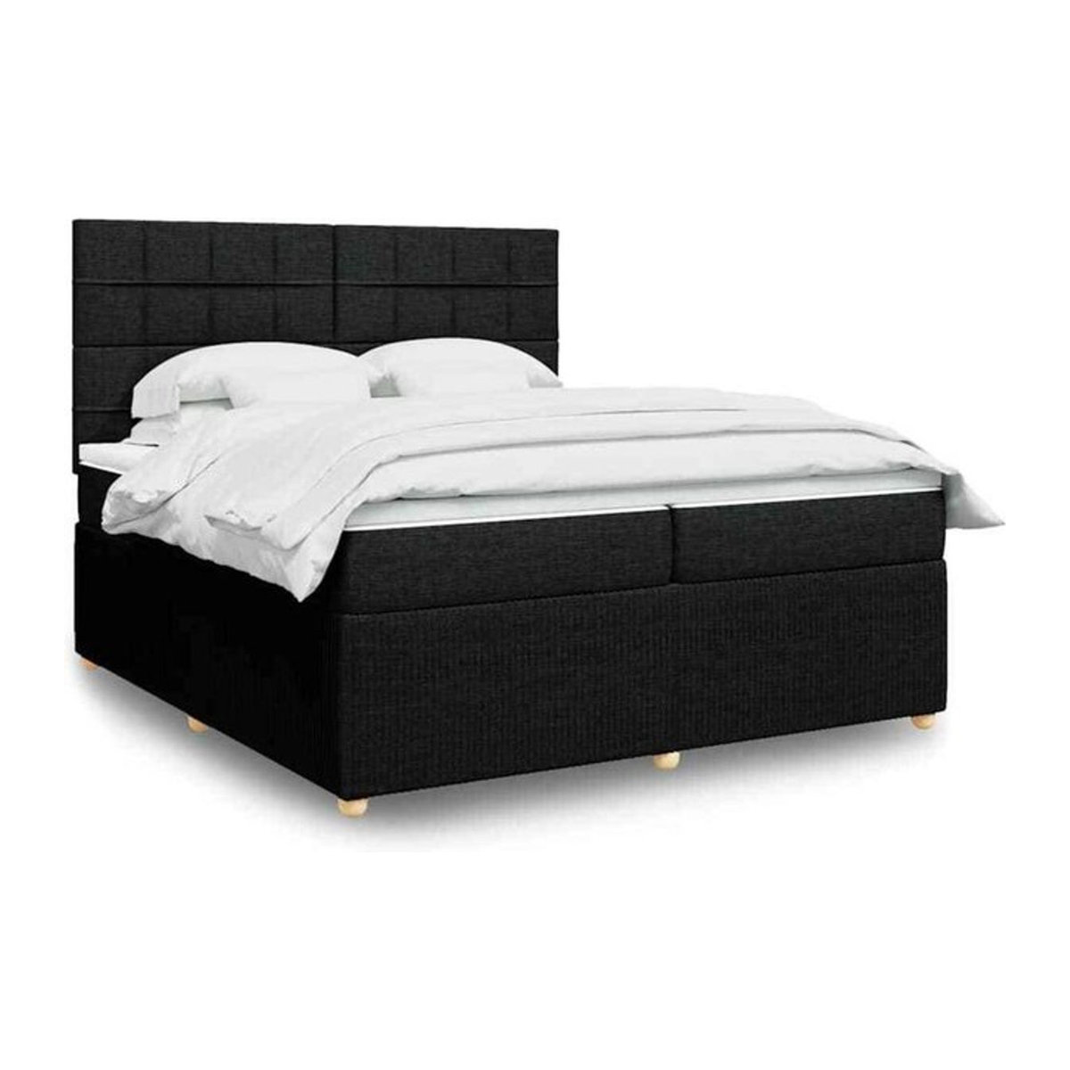 Vidaxl Boxspringbett mit Matratze in Schwarz aus Stoff und Holzwerkstoff B/T/H: 200 x 200 x 140,5 cm - Bild 1