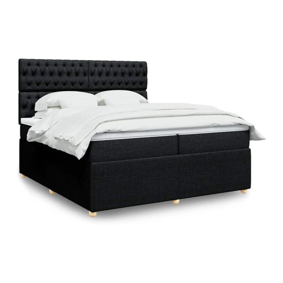 Vidaxl Boxspringbett mit Matratze in Schwarz aus Stoff und Holzwerkstoff B/T/H: 200 x 200 x 140,5 cm - Bild 1