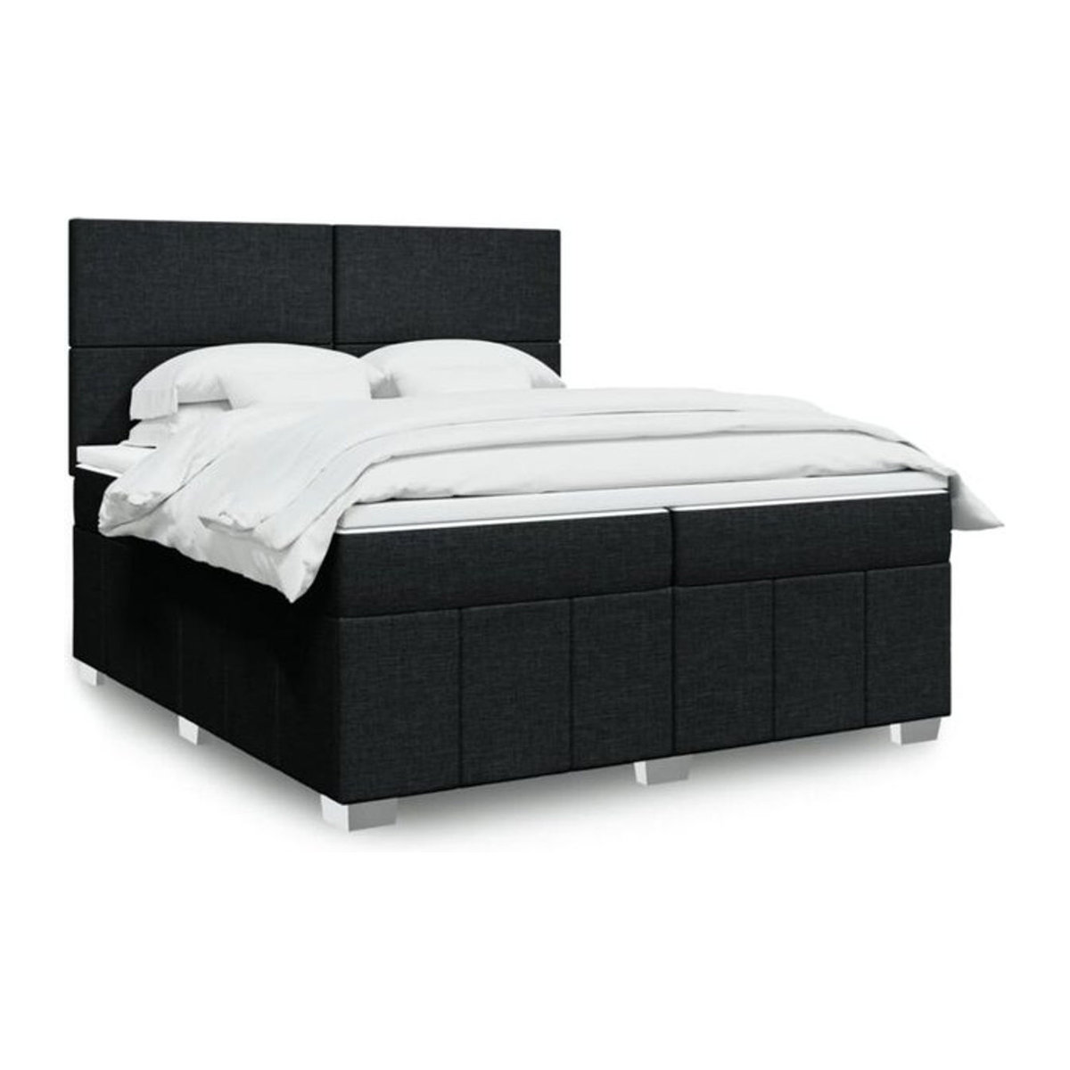 Vidaxl Boxspringbett mit Matratze in Schwarz aus Stoff und Holzwerkstoff B/T/H: 200 x 200 x 140,5 cm - Bild 1