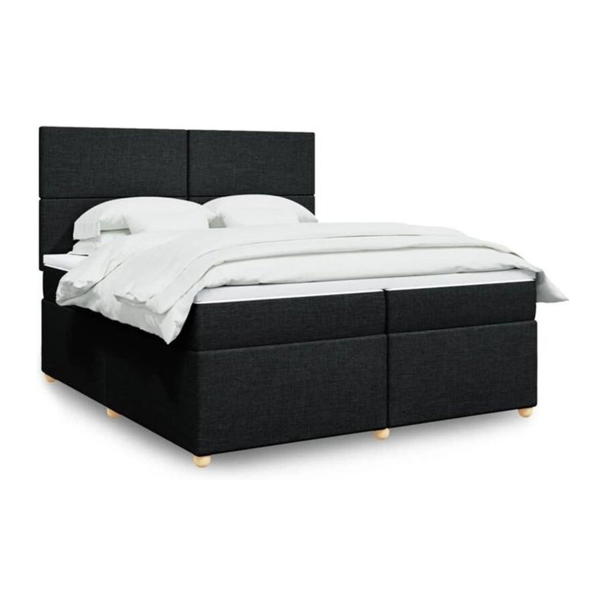 Vidaxl Boxspringbett mit Matratze in Schwarz aus Stoff und Holzwerkstoff B/T/H: 200 x 200 x 140,5 cm - Bild 1