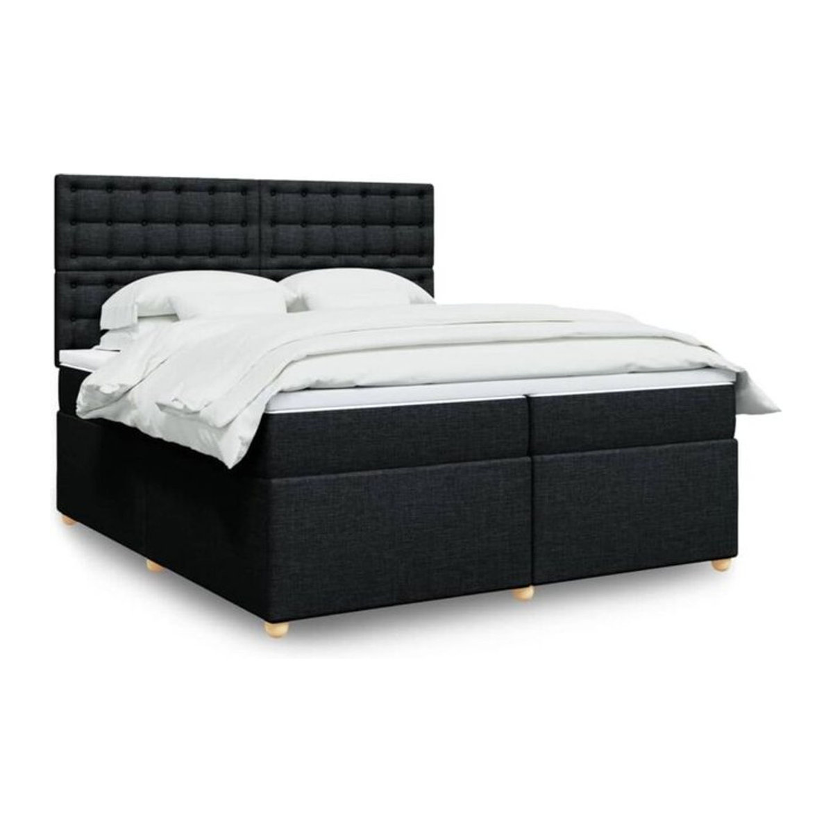 Vidaxl Boxspringbett mit Matratze in Schwarz aus Stoff und Holzwerkstoff B/T/H: 200 x 200 x 140,5 cm - Bild 1