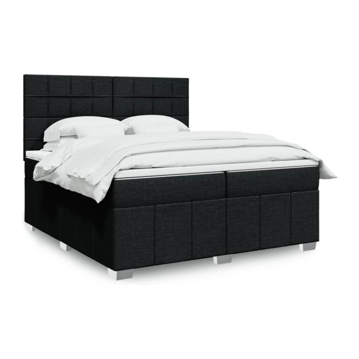 Vidaxl Boxspringbett mit Matratze in Schwarz aus Stoff und Holzwerkstoff B/T/H: 200 x 200 x 150,5 cm - Bild 1