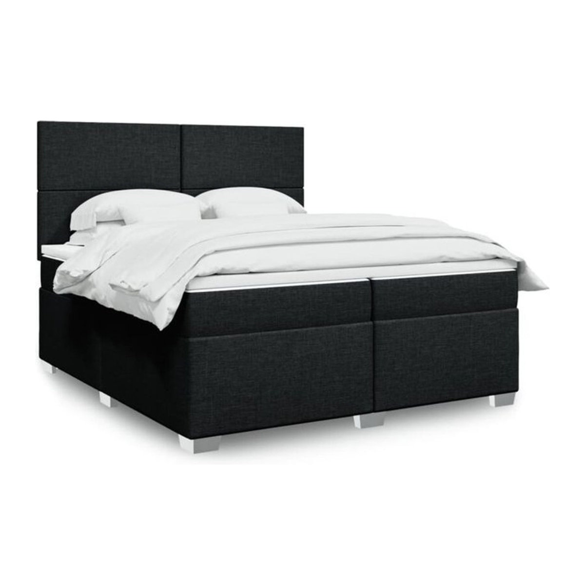 Vidaxl Boxspringbett mit Matratze in Schwarz aus Stoff und Holzwerkstoff B/T/H: 200 x 200 x 150,5 cm - Bild 1