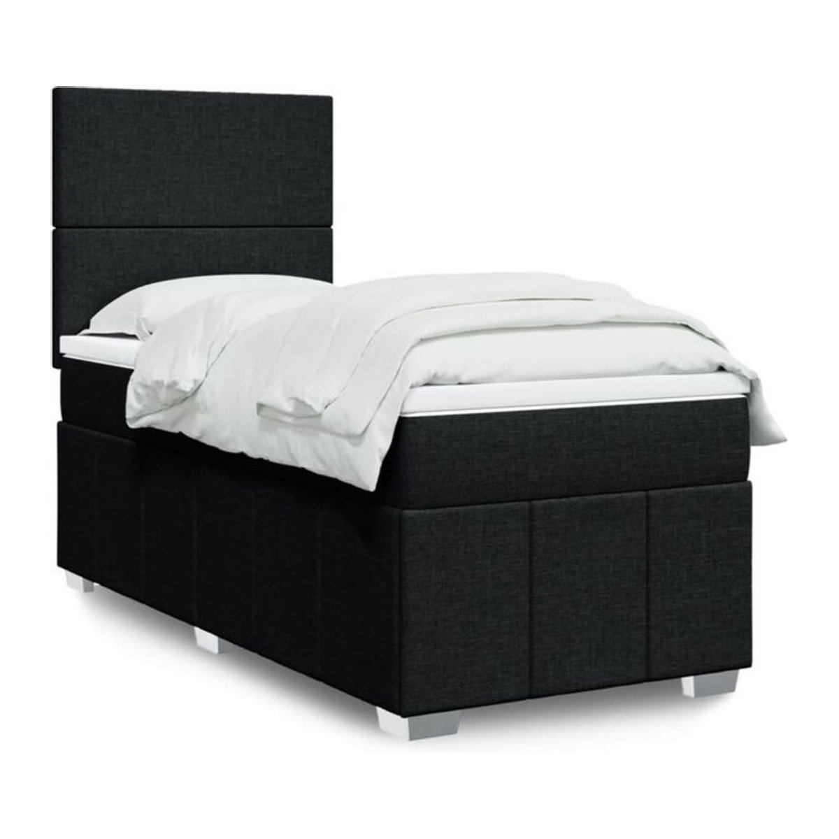 vidaxl Boxspringbett mit Matratze in Schwarz aus Stoff und Holzwerkstoff, B/T/H: 200 x 80 x 140,5 cm - Bild 1