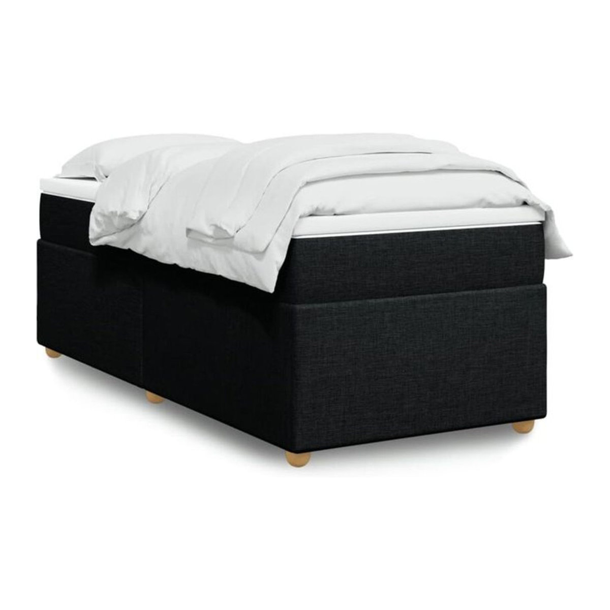 vidaxl Boxspringbett mit Matratze in Schwarz aus Stoff und Holzwerkstoff B/T/H: 200 x 80 x 46 cm - Bild 1