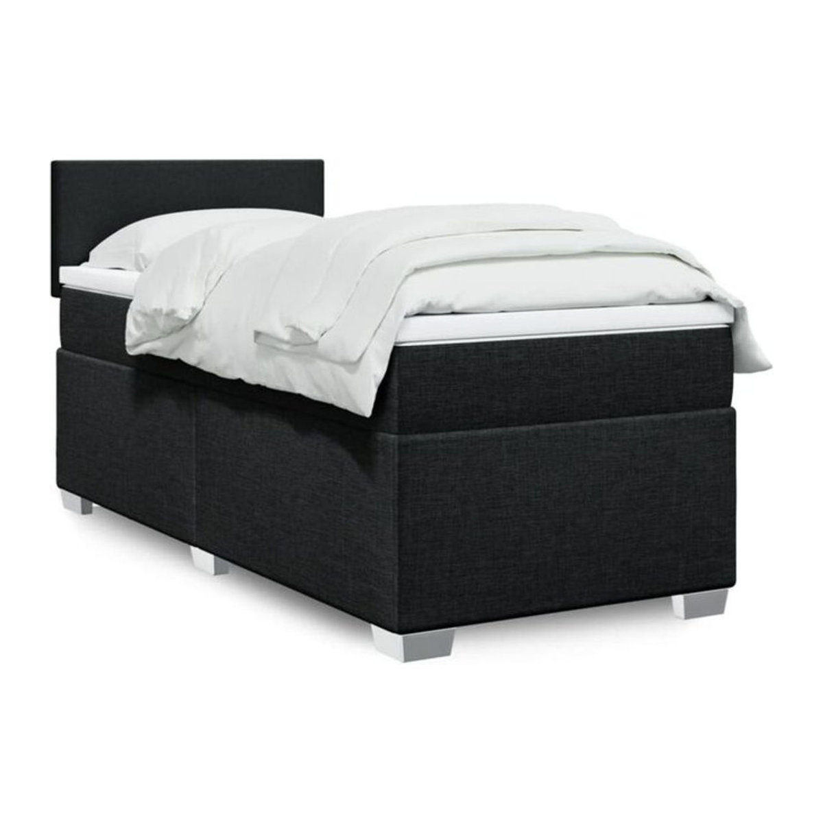 Vidaxl Boxspringbett mit Matratze in Schwarz aus Stoff und Holzwerkstoff, B/T/H: 80 x 200 x 100,5 cm - Bild 1