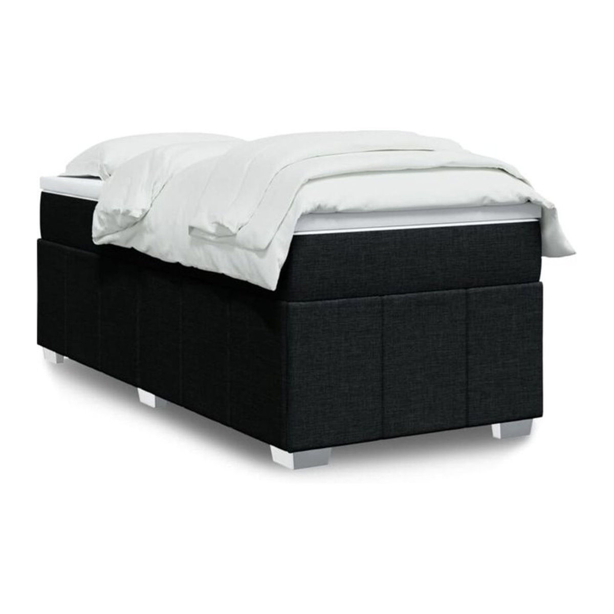 vidaxl Boxspringbett mit Matratze in Schwarz aus Stoff und Holzwerkstoff, B/T/H: 90 x 190 cm - Bild 1