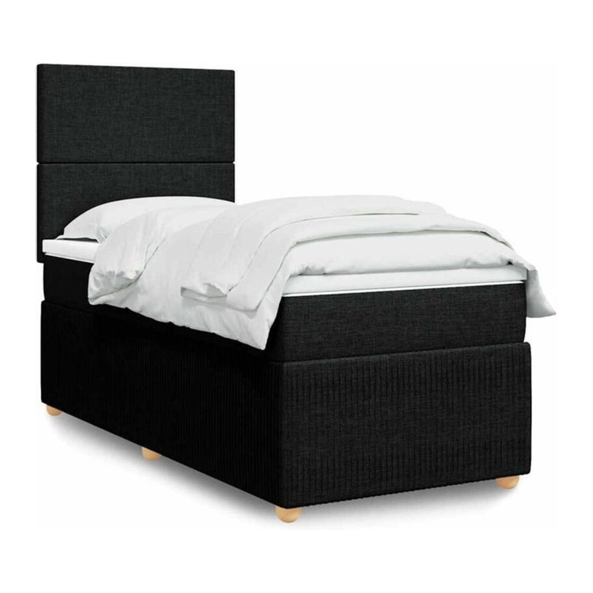 Vidaxl Boxspringbett mit Matratze in Schwarz aus Stoff und Holzwerkstoff, B/T/H: 90 x 190 x 140,5 cm - Bild 1