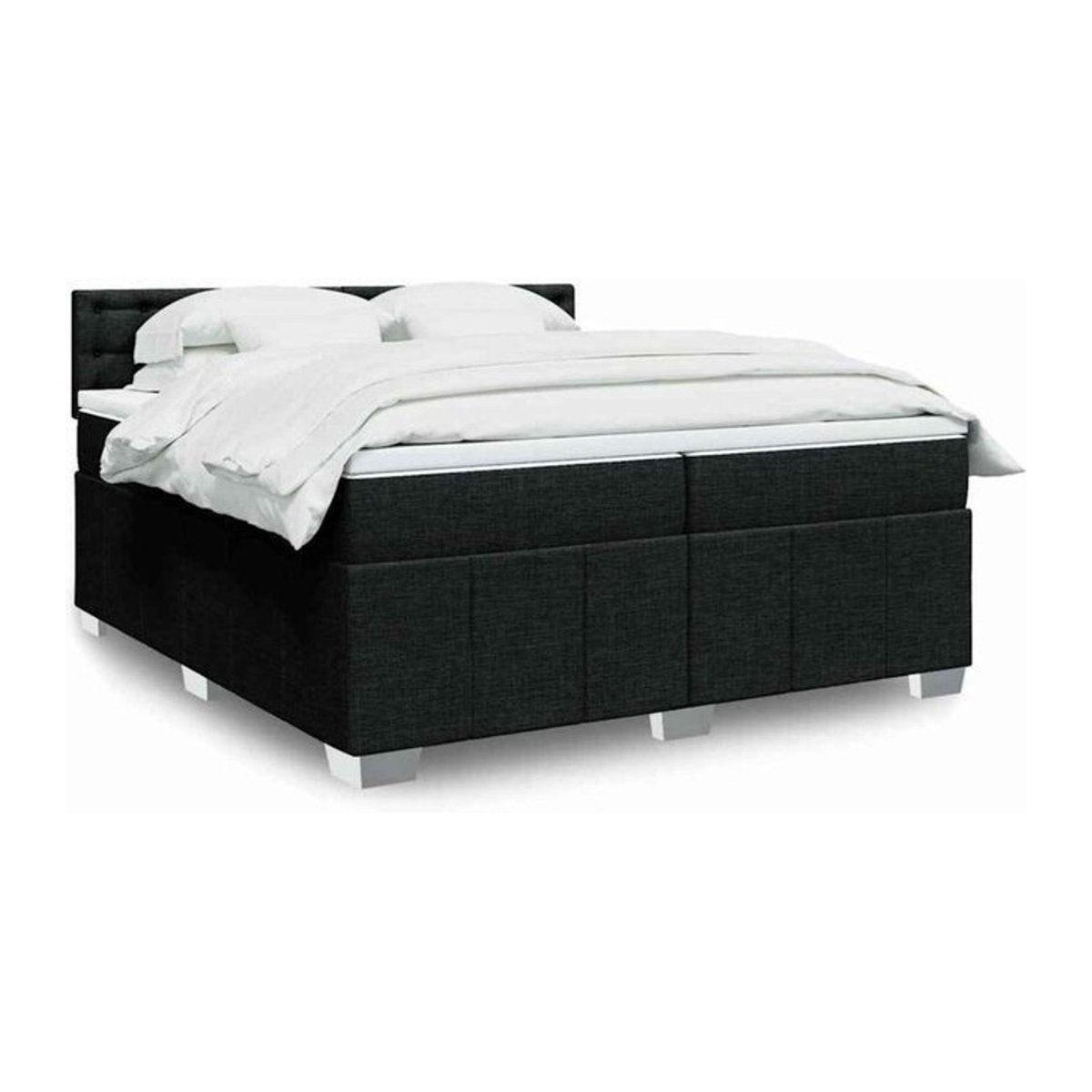 Vidaxl Boxspringbett mit Matratze in Schwarz aus Stoff und Holzwerkstoff, Modernes Design, B/T: 200 x 200 cm - Bild 1