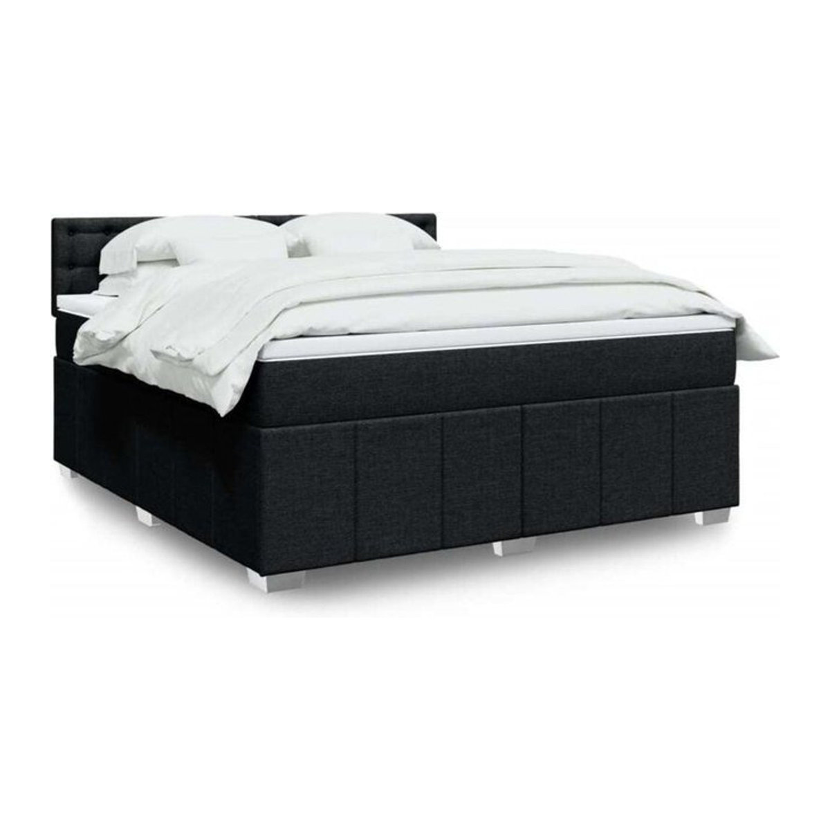 VIDAXL Boxspringbett mit Matratze in Schwarz und Weiß aus Stoff mit Massivholz, B/T/H: 180 x 200 x 100,5 cm - Bild 1