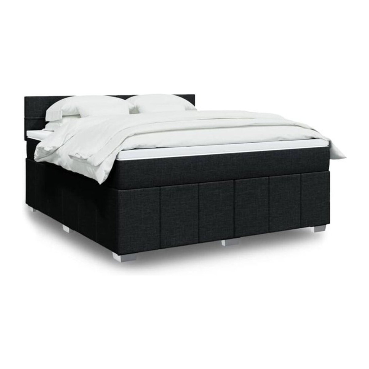 Vidaxl Boxspringbett mit Matratze in Schwarz und Weiß aus Stoff und Holzwerkstoff B/B/H: 180 x 200 x 100,5 cm - Bild 1