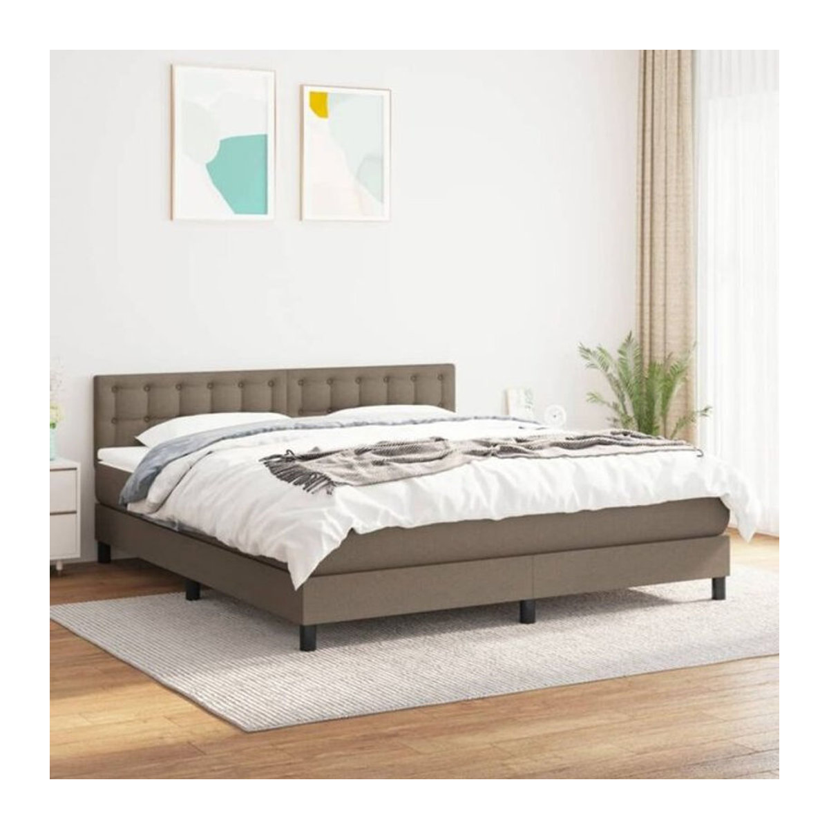 Vidaxl Boxspringbett mit Matratze in Taupe Meliert aus Stoff, B/B: 180 x 200 cm - Bild 1