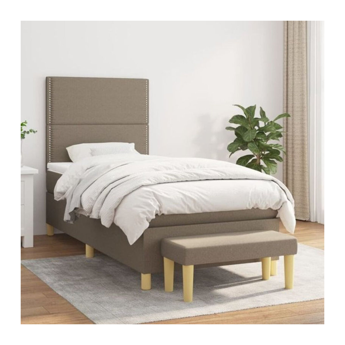 Vidaxl Boxspringbett mit Matratze in Taupe meliert aus Stoff, B/B: 90 x 190 cm - Bild 1
