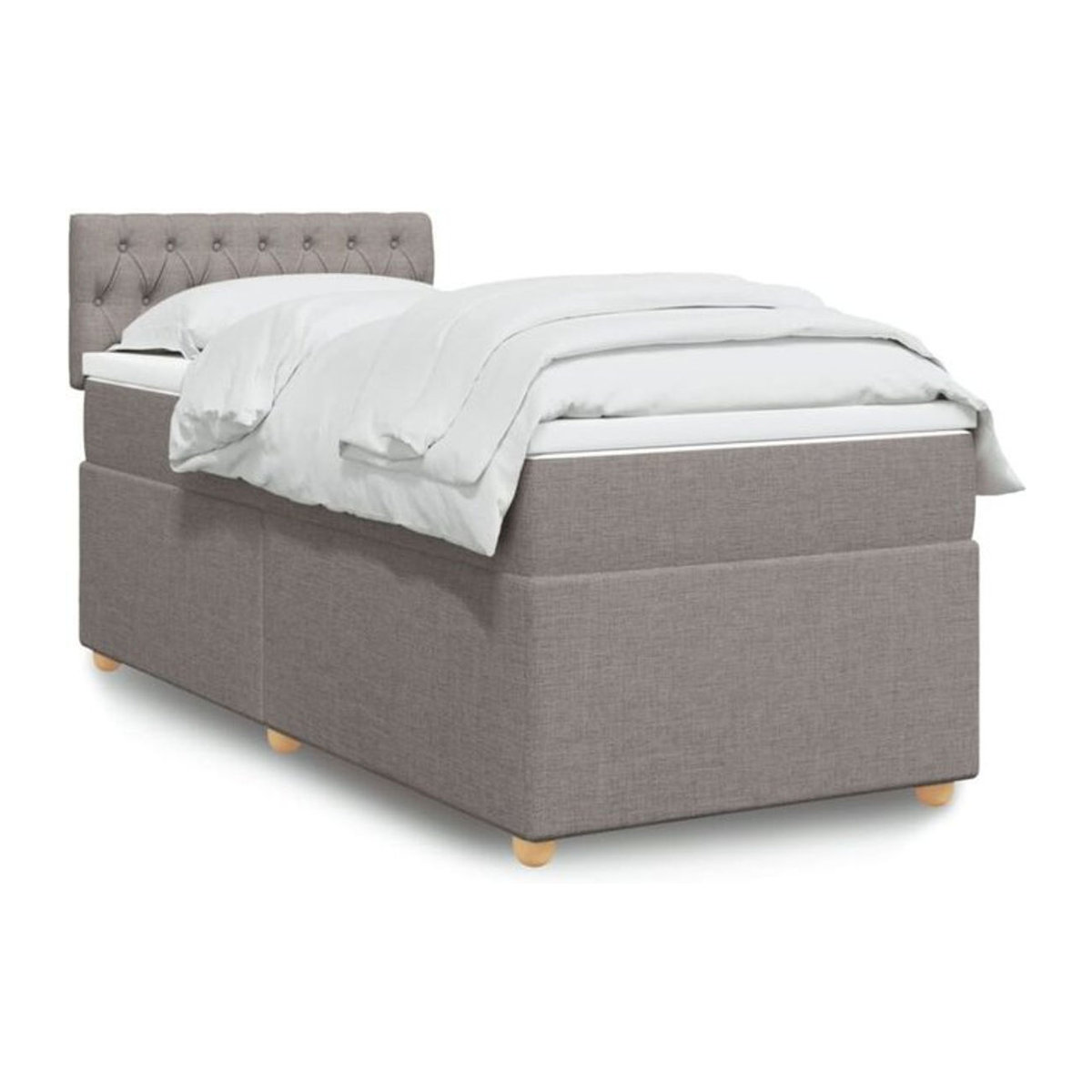 vidaxl Boxspringbett mit Matratze in Taupe meliert aus Stoff, B/H: 90 x 190 cm - Bild 1