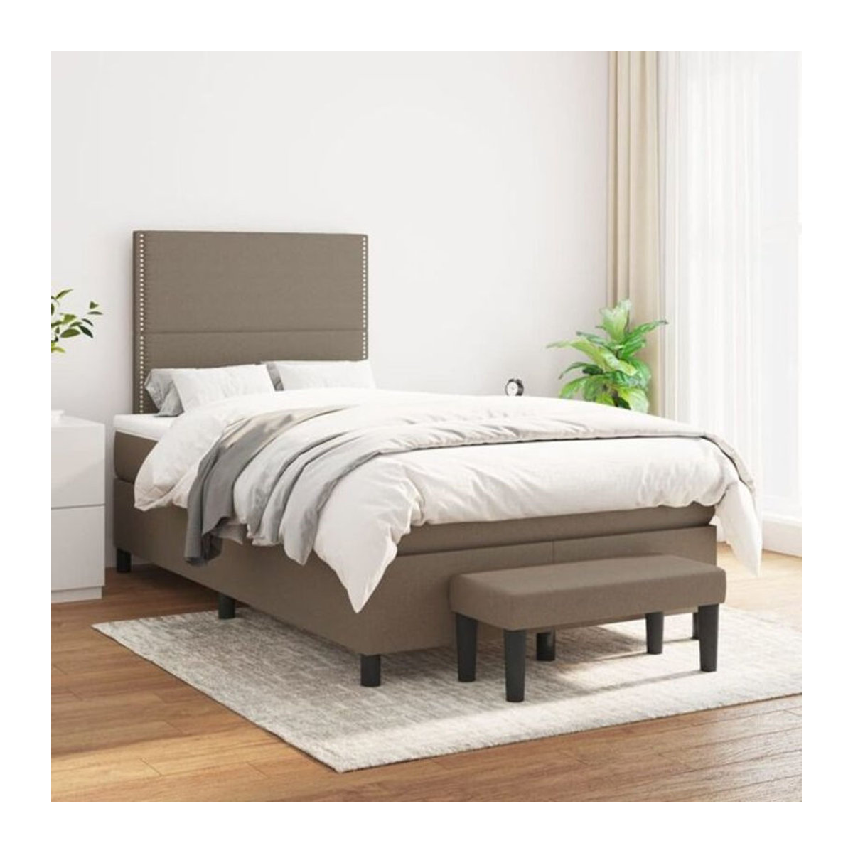 Vidaxl Boxspringbett mit Matratze in Taupe meliert aus Stoff, B/T: 120 x 200 cm - Bild 1