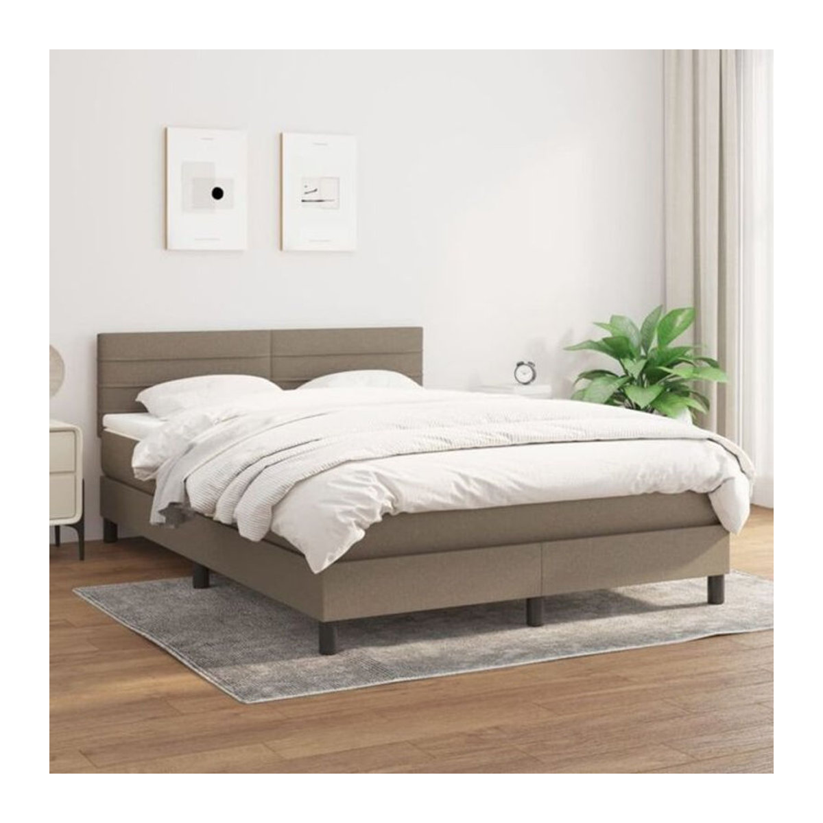 Vidaxl Boxspringbett mit Matratze in Taupe meliert aus Stoff, B/T: 140 x 190 cm - Bild 1