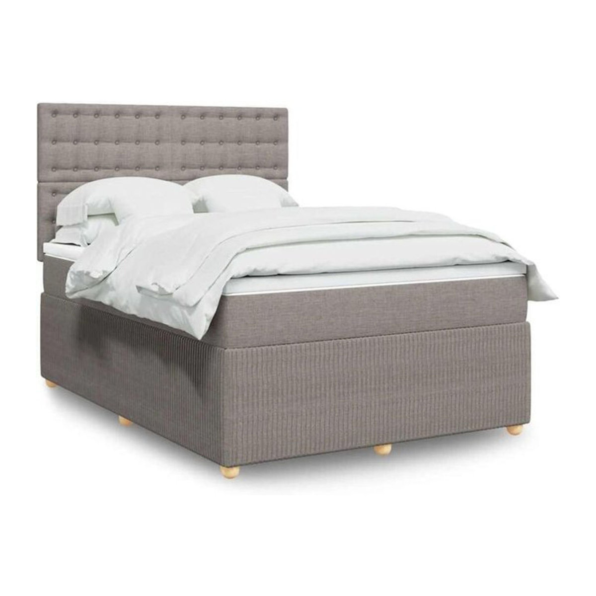 Vidaxl Boxspringbett mit Matratze in Taupe meliert aus Stoff, B/T: 140 x 190 cm - Bild 1