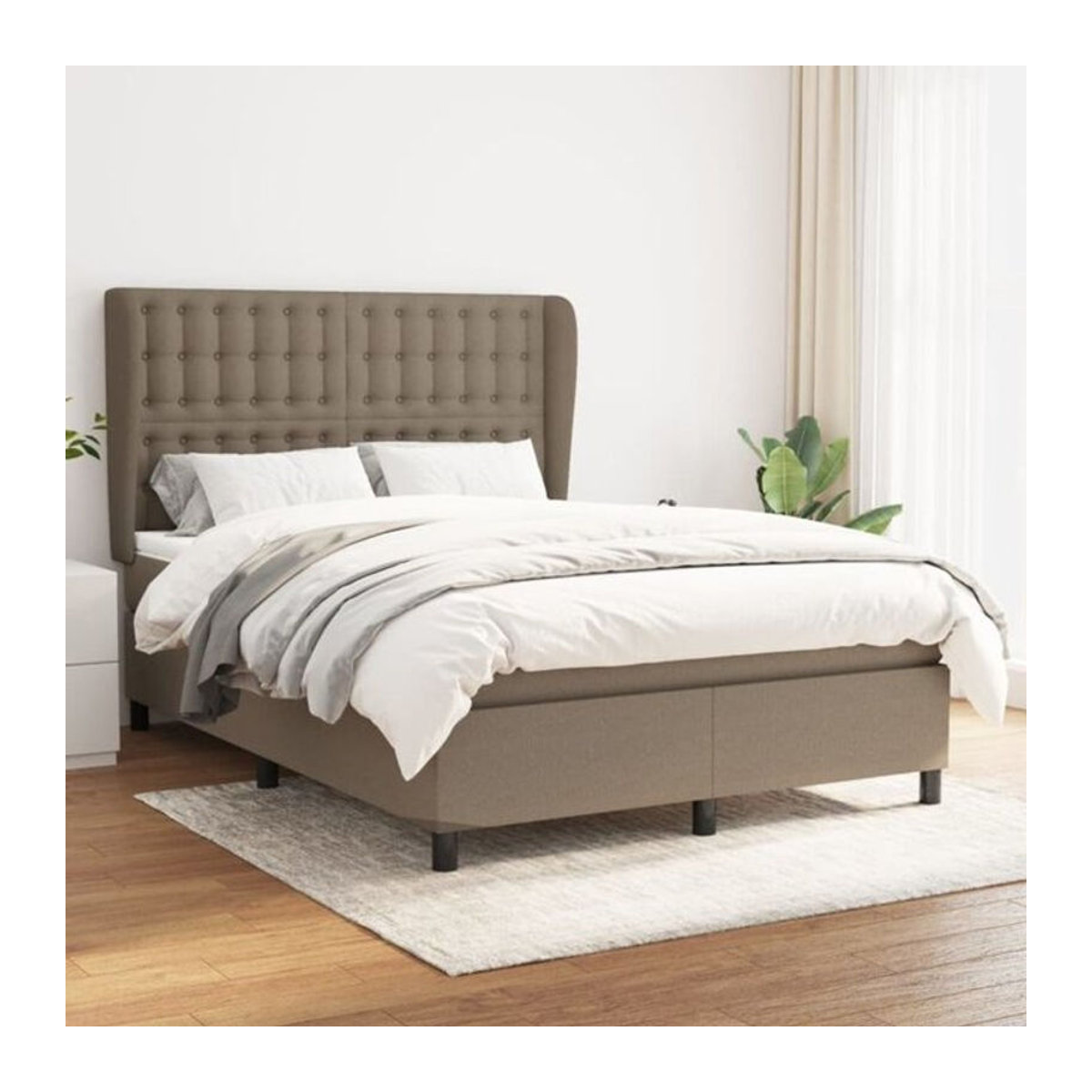 vidaxl Boxspringbett mit Matratze in Taupe meliert aus Stoff, B/T: 140 x 200 cm - Bild 1