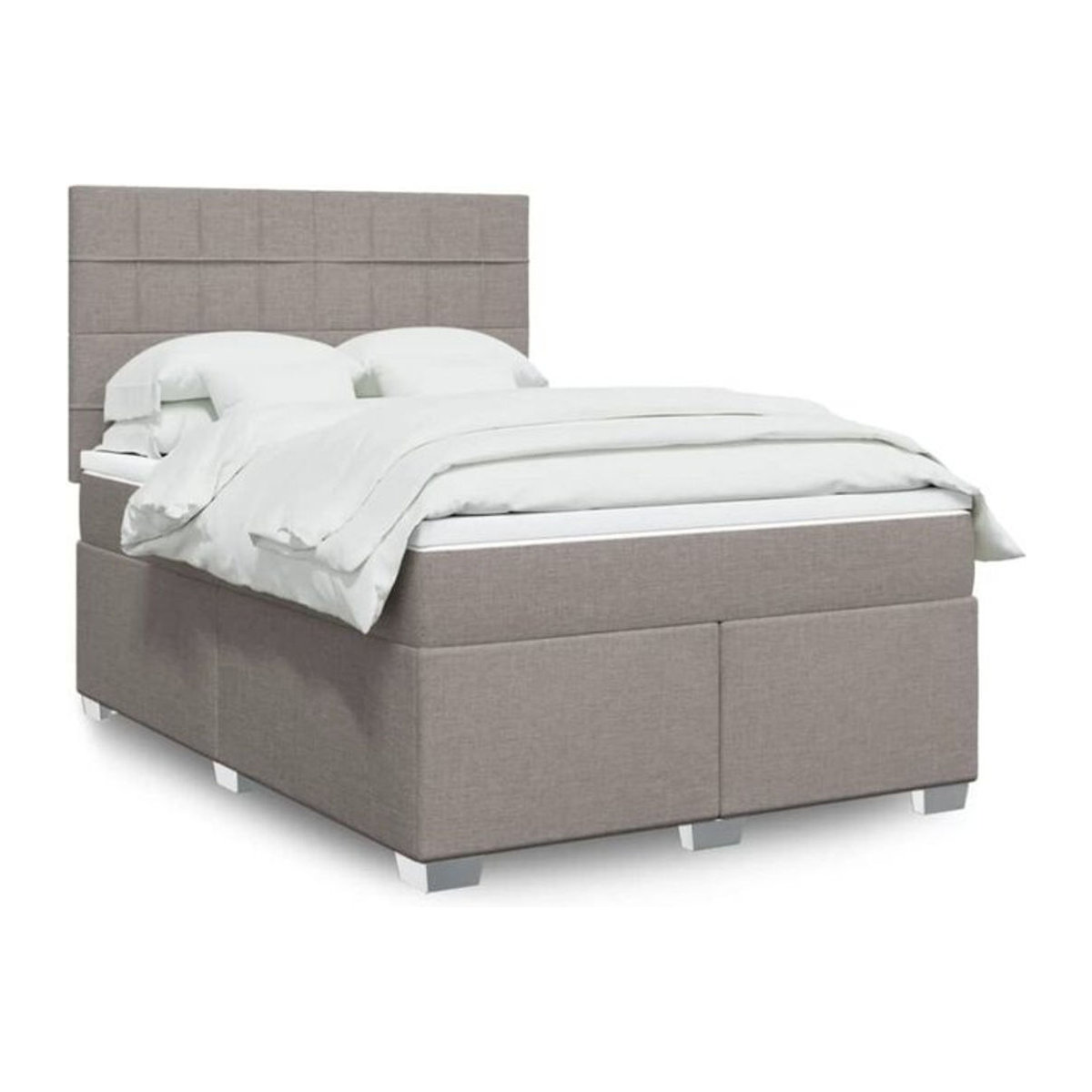 vidaxl Boxspringbett mit Matratze in Taupe meliert aus Stoff, B/T: 140 x 200 cm - Bild 1