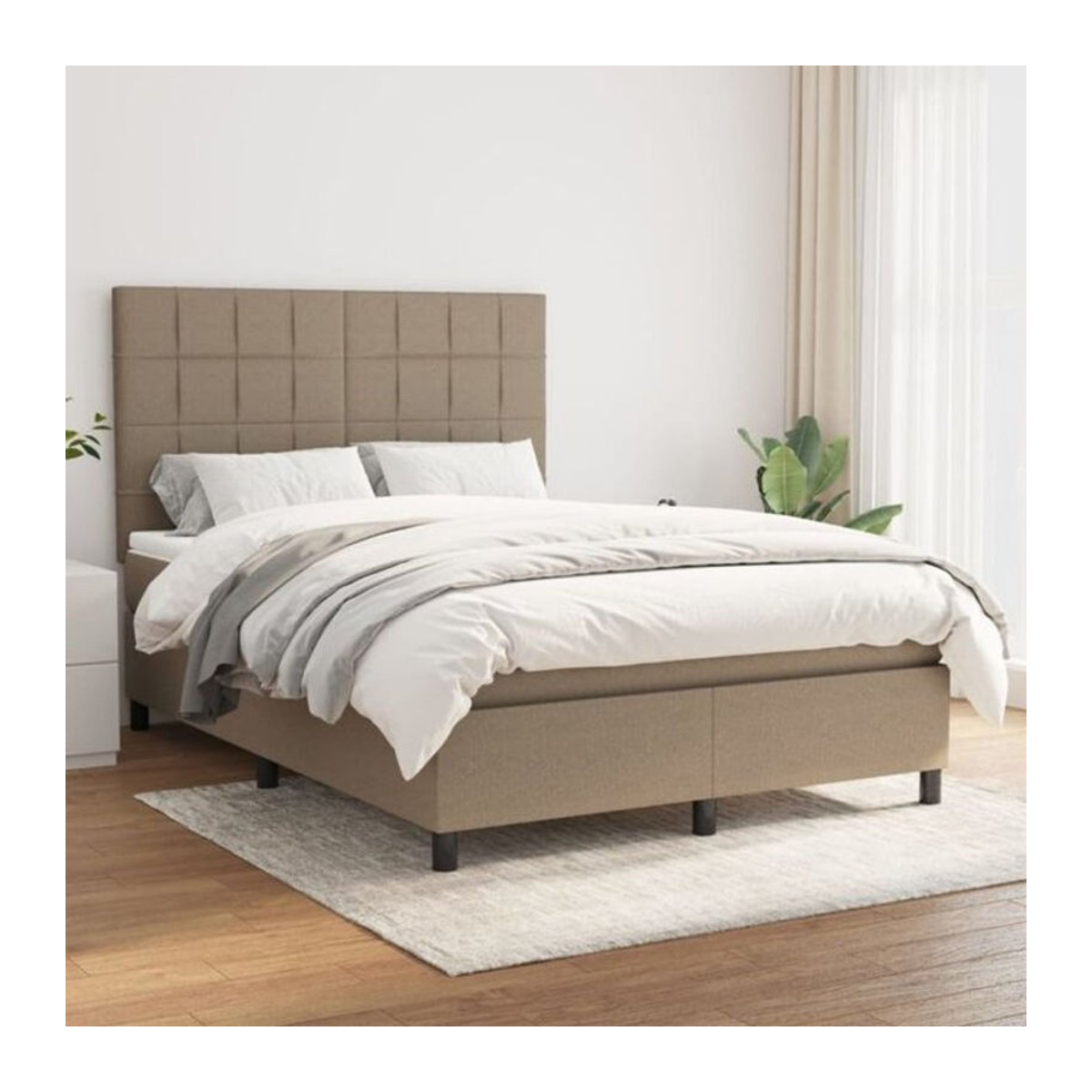 vidaxl Boxspringbett mit Matratze in Taupe meliert aus Stoff, B/T: 140 x 200 cm - Bild 1