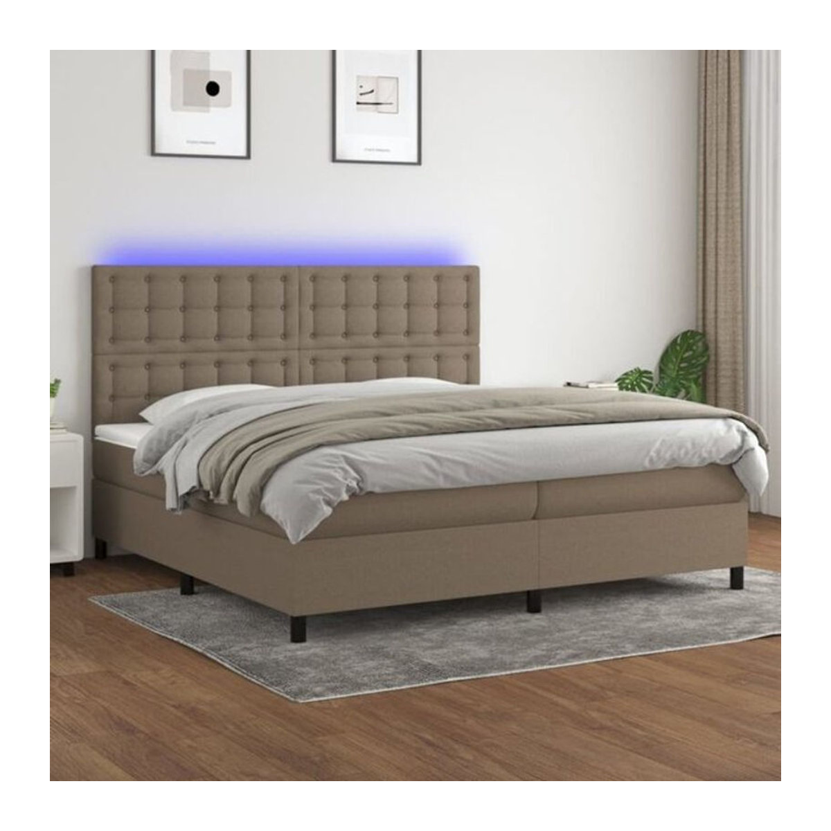 vidaxl Boxspringbett mit Matratze in Taupe meliert aus Stoff B/T: 200 x 200 cm - Bild 1