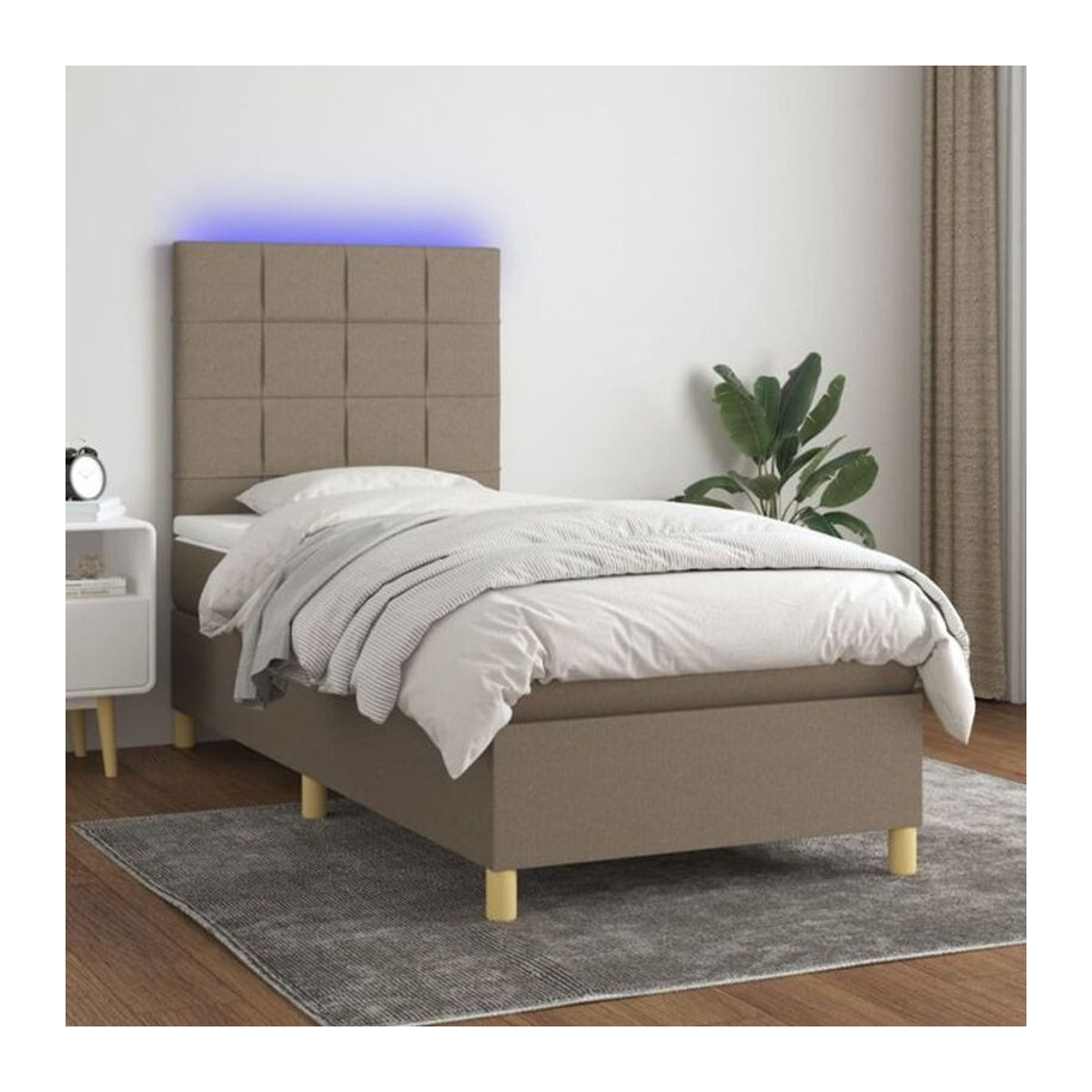 vidaxl Boxspringbett mit Matratze in Taupe meliert aus Stoff, B/T: 80 x 200 cm - Bild 1