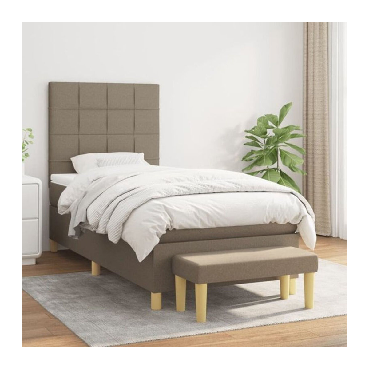 vidaxl Boxspringbett mit Matratze in Taupe meliert aus Stoff, B/T: 80 x 200 cm - Bild 1