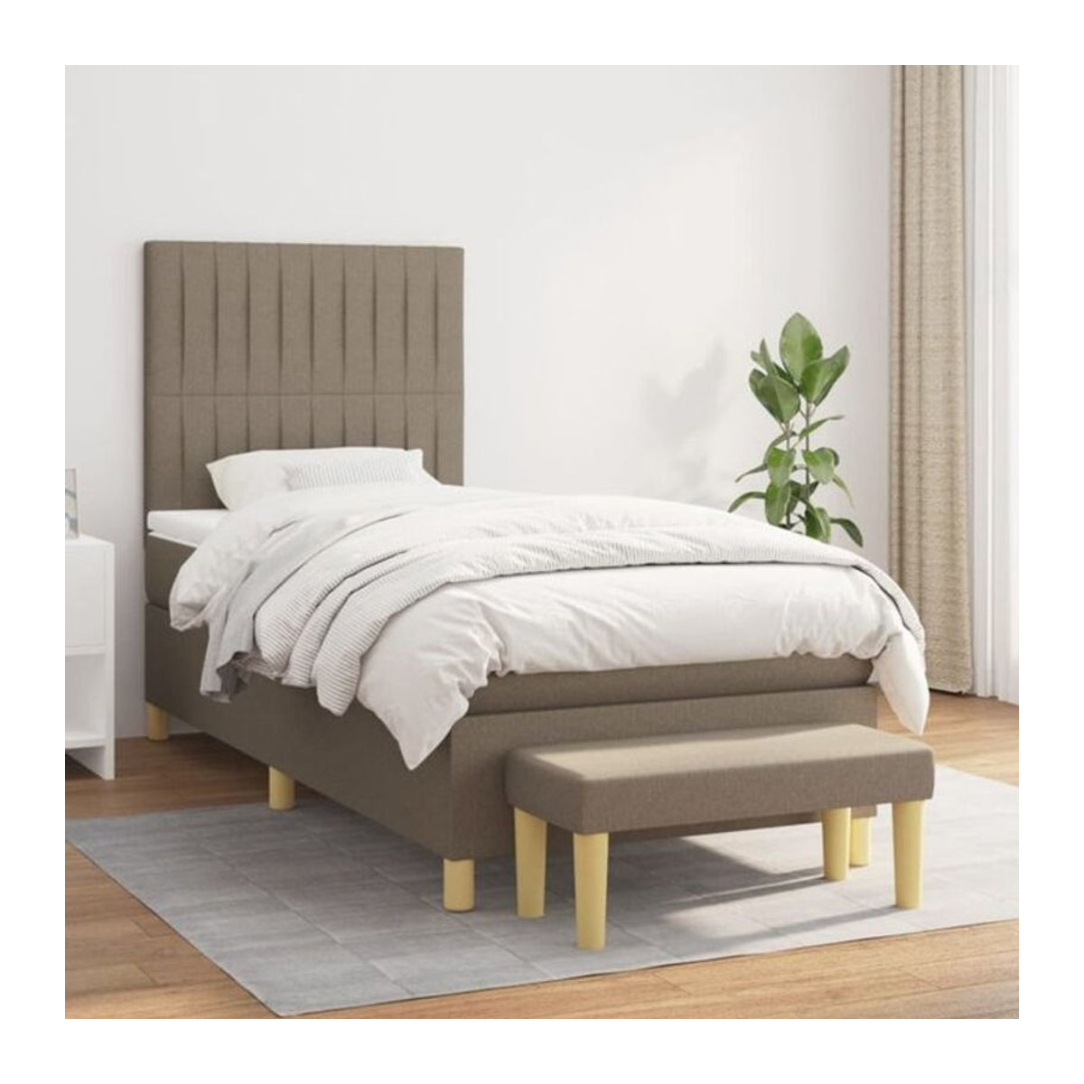 vidaxl Boxspringbett mit Matratze in Taupe meliert aus Stoff, B/T: 80 x 200 cm - Bild 1