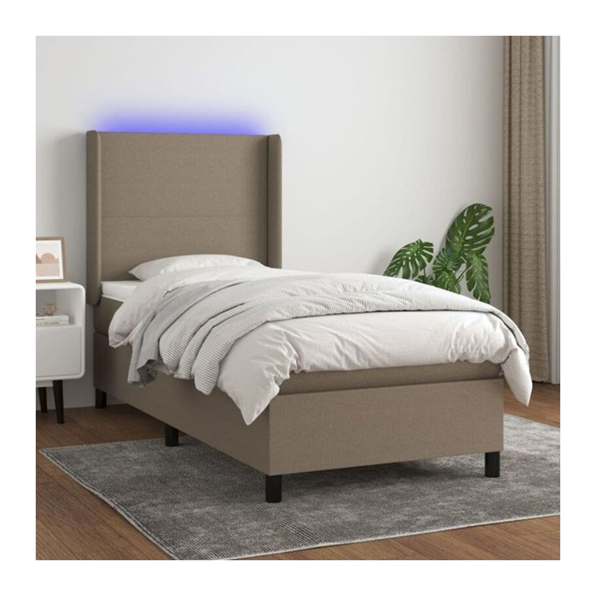vidaxl Boxspringbett mit Matratze in Taupe meliert aus Stoff, B/T: 90 x 200 cm - Bild 1
