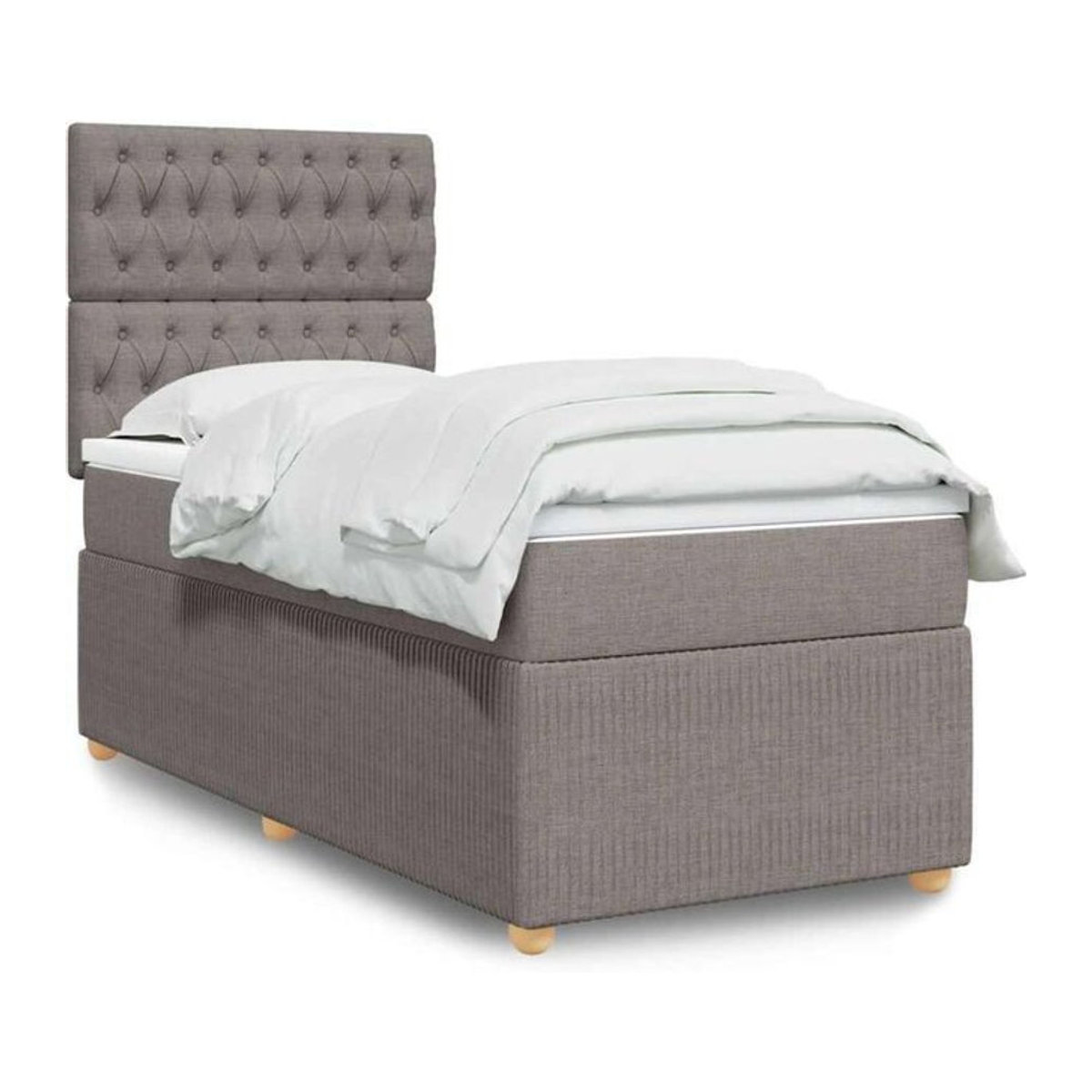 vidaxl Boxspringbett mit Matratze in Taupe meliert aus Stoff, B/T: 90 x 200 cm - Bild 1