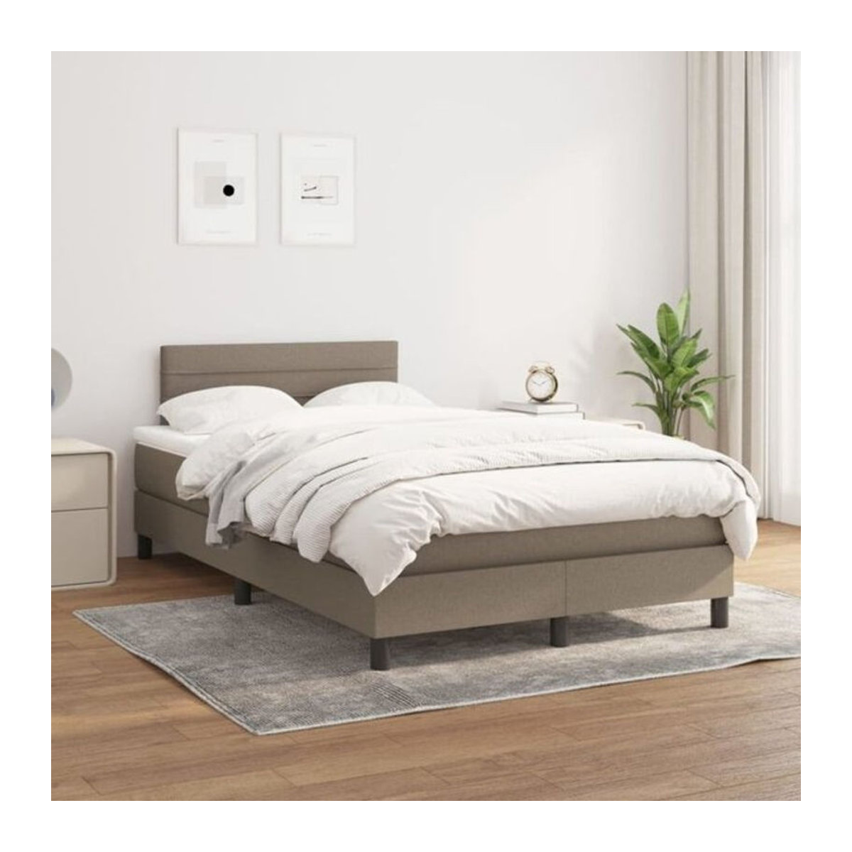 Vidaxl Boxspringbett mit Matratze in Taupe Meliert aus Stoff, B/T/H: 120 x 200 x 78 cm - Bild 1