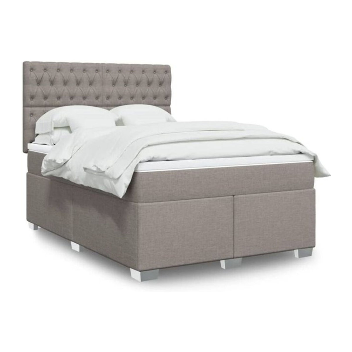 Vidaxl Boxspringbett mit Matratze in Taupe Meliert aus Stoff, B/T/H: 140 x 190 cm - Bild 1