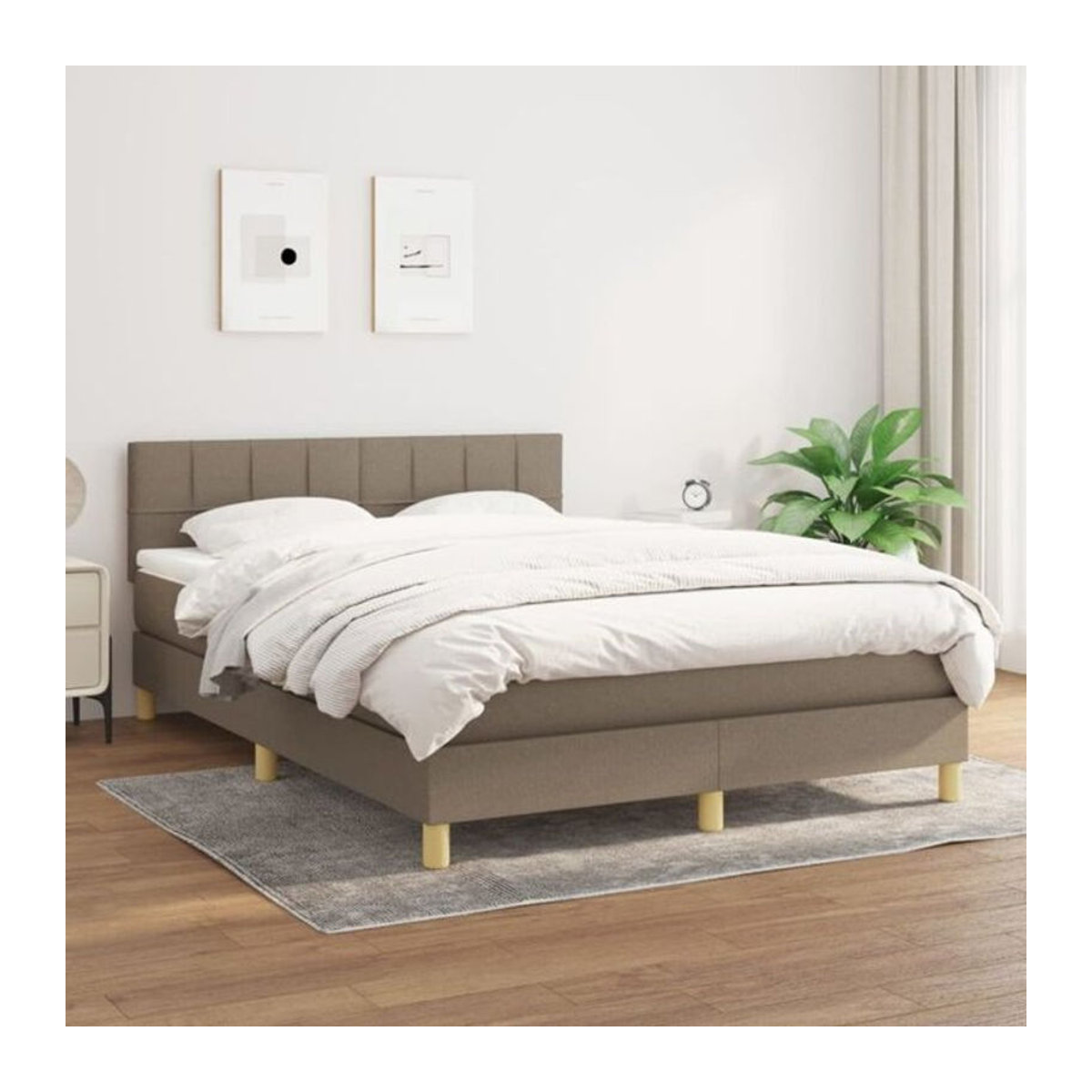 Vidaxl Boxspringbett mit Matratze in Taupe Meliert aus Stoff, B/T/H: 140 x 200 cm - Bild 1