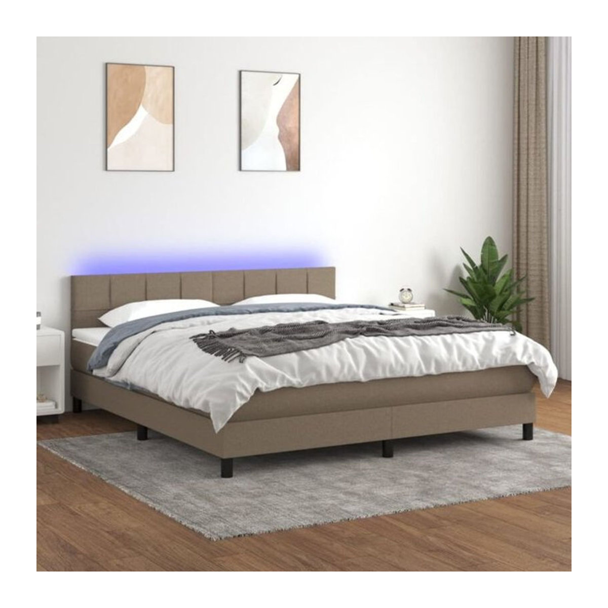 Vidaxl Boxspringbett mit Matratze in Taupe Meliert aus Stoff B/T/H: 180 x 200 cm - Bild 1