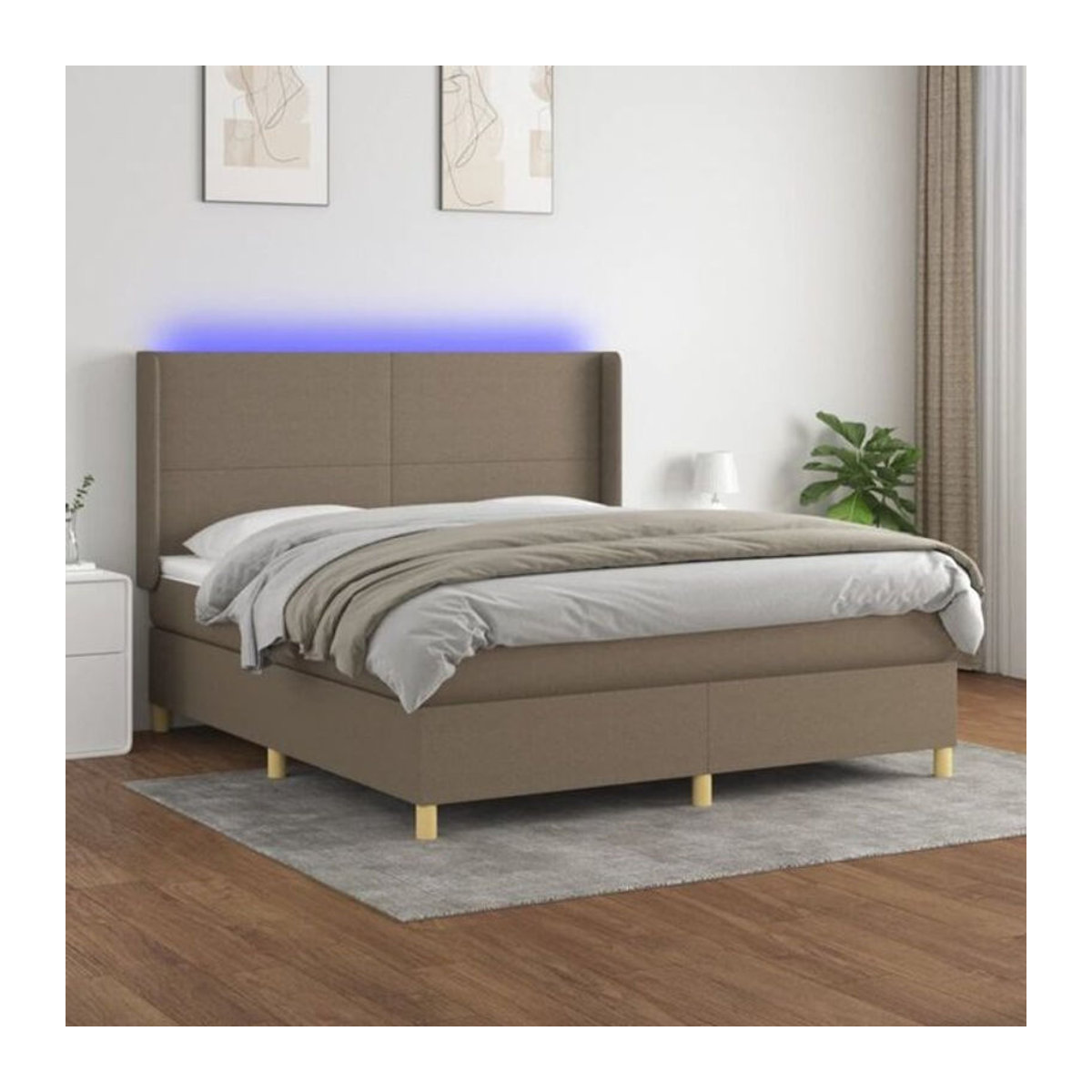 Vidaxl Boxspringbett mit Matratze in Taupe Meliert aus Stoff, B/T/H: 180 x 200 x 118 cm - Bild 1