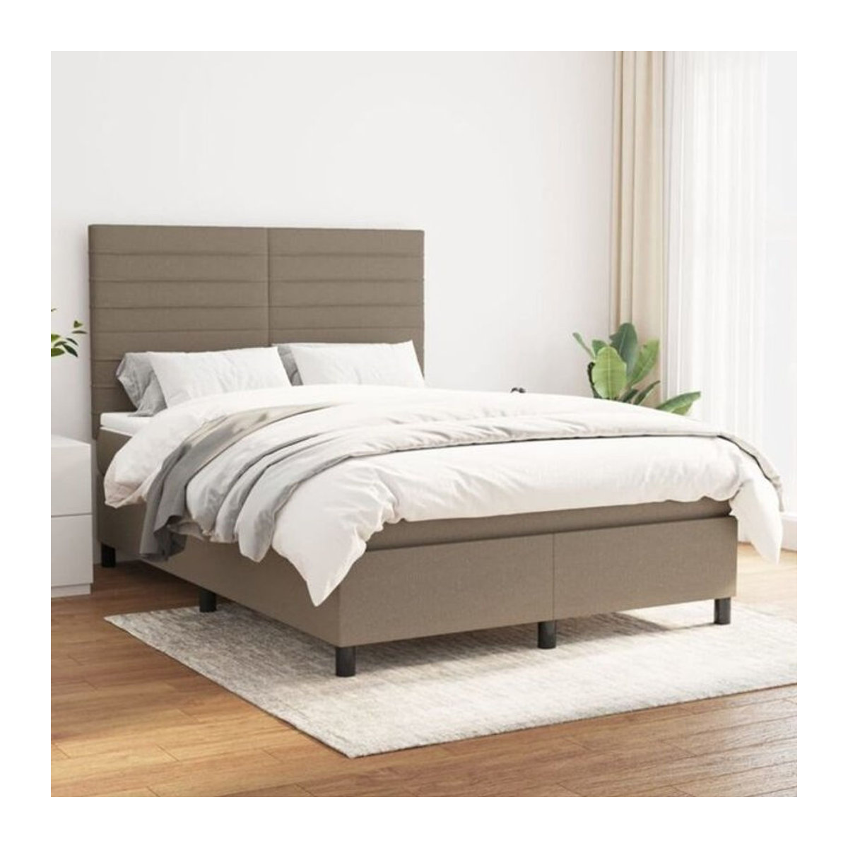 Vidaxl Boxspringbett mit Matratze in Taupe meliert aus Stoff, B/T/H: 190 x 140 x 118 cm - Bild 1
