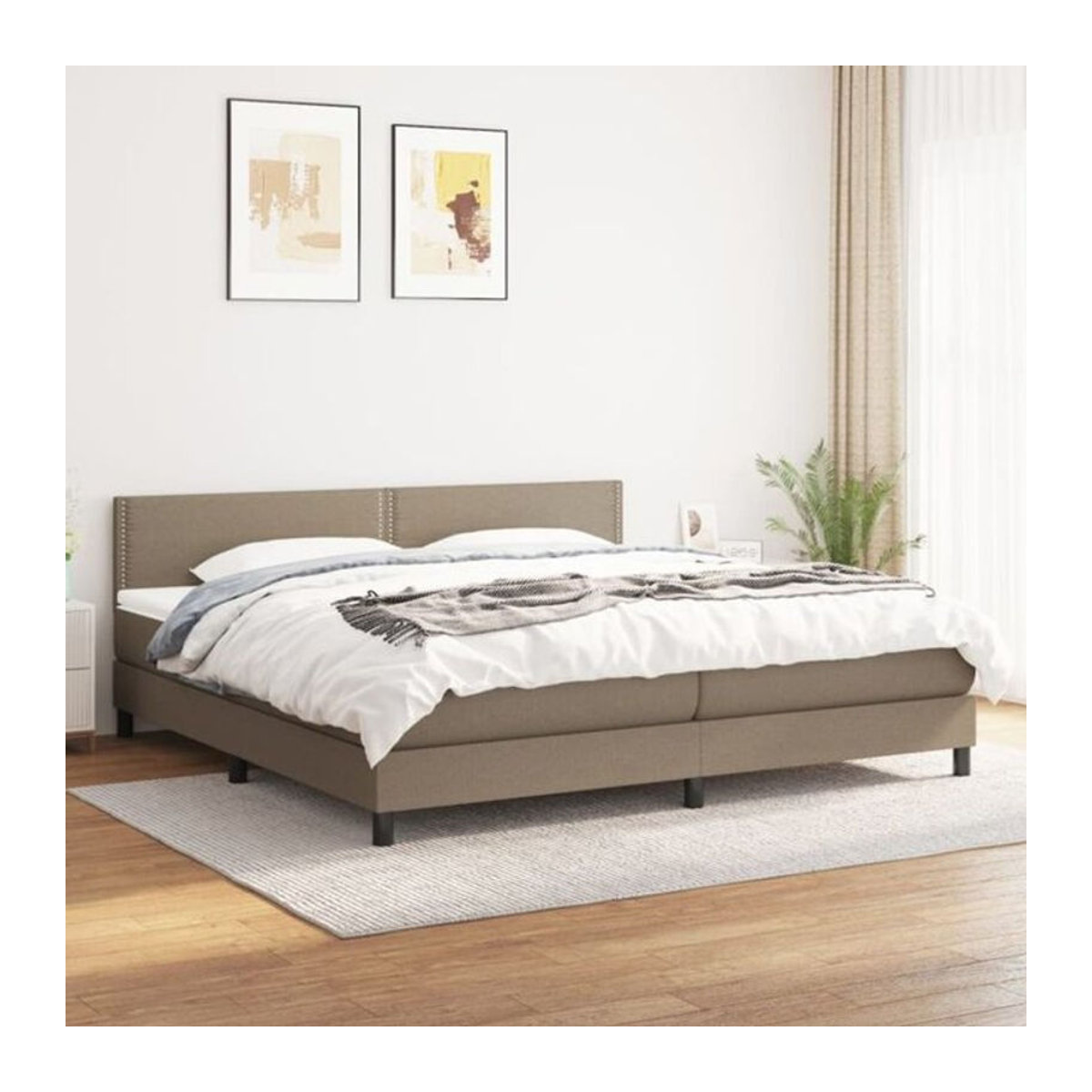 Vidaxl Boxspringbett mit Matratze in Taupe meliert aus Stoff, B/T/H: 200 x 200 x 78 cm - Bild 1
