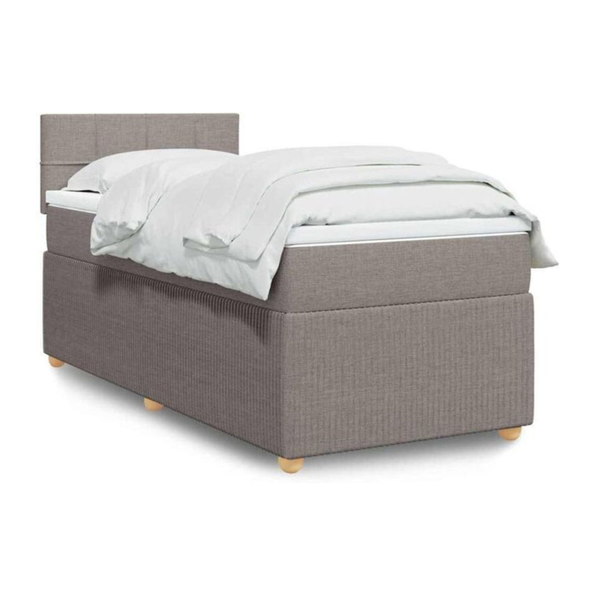 vidaxl Boxspringbett mit Matratze in Taupe meliert aus Stoff, B/T/H: 90 x 190 x 100,5 cm - Bild 1