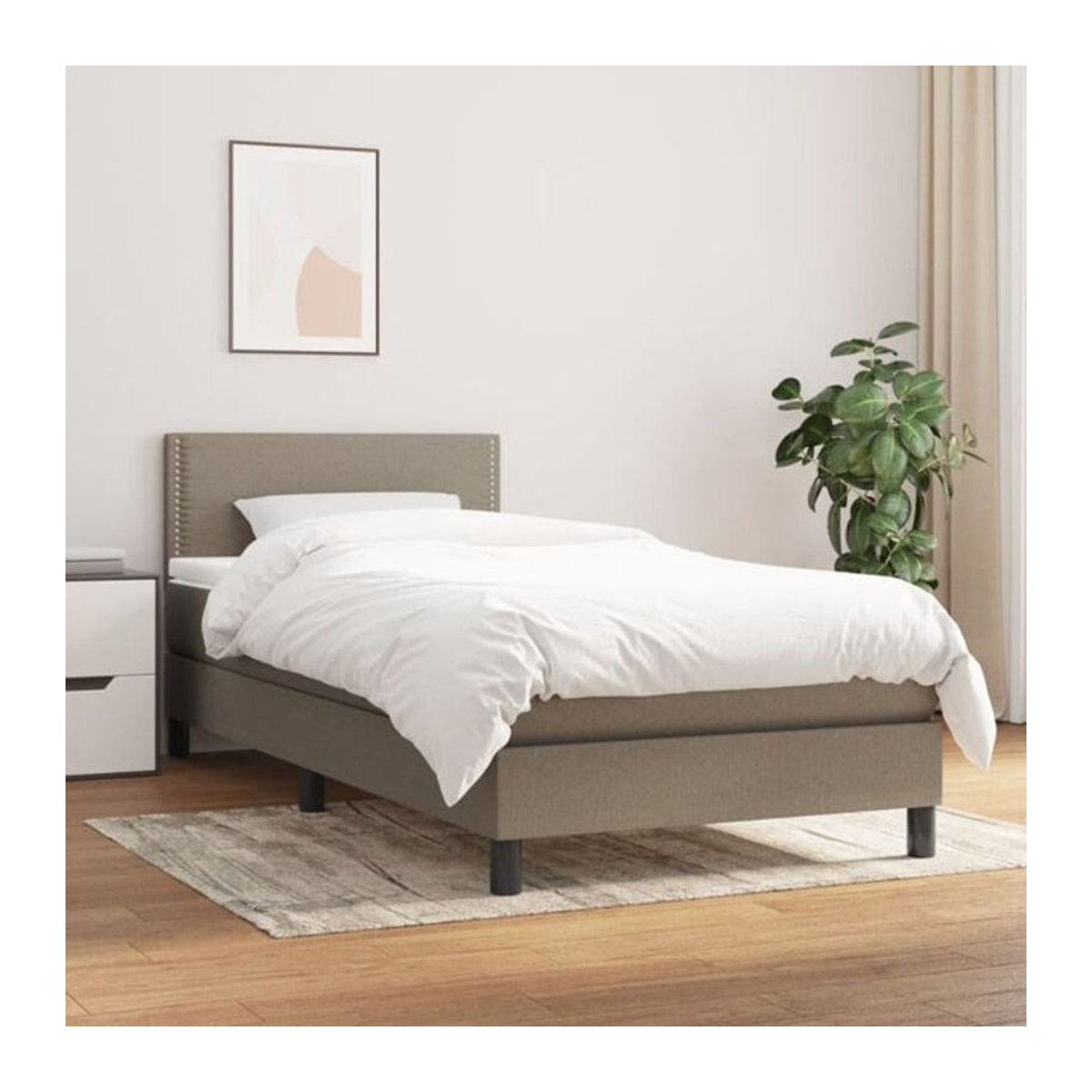vidaxl Boxspringbett mit Matratze in Taupe meliert aus Stoff, B/T/H: 90 x 190 x 78 cm - Bild 1