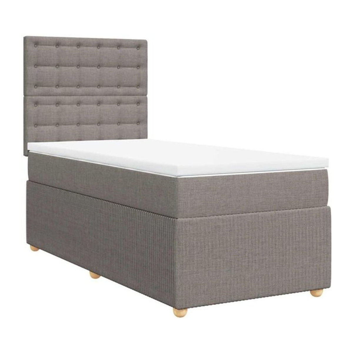 Vidaxl Boxspringbett mit Matratze in Taupe meliert aus Stoff, B/T/H: 90 x 200 x 150,5 cm - Bild 1