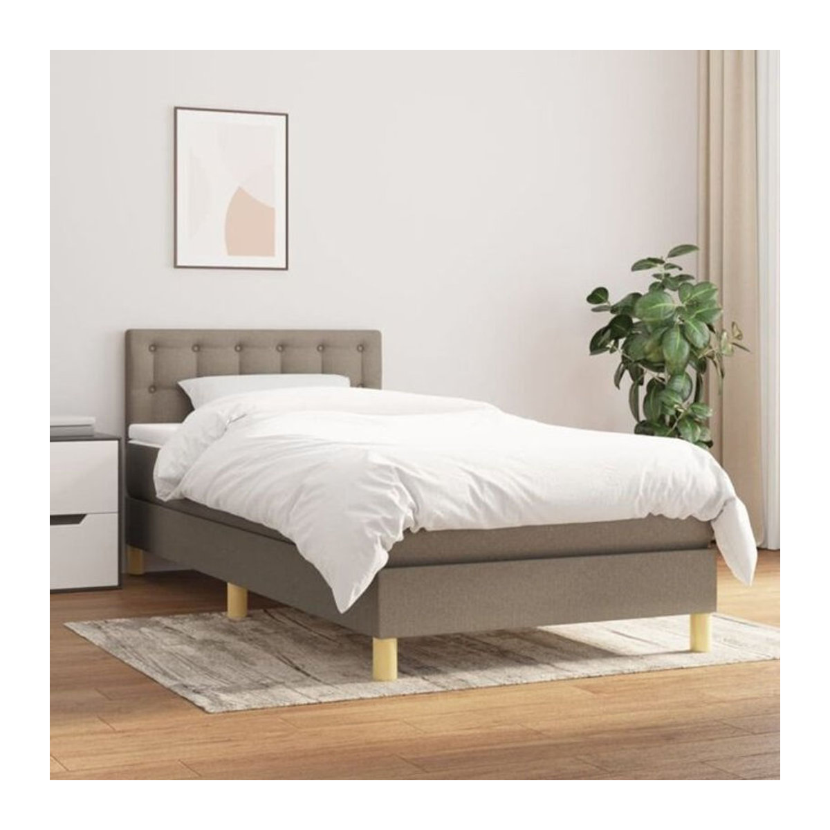 Vidaxl Boxspringbett mit Matratze in Taupe meliert aus Stoff, B/T/H: 90 x 200 x 78 cm - Bild 1