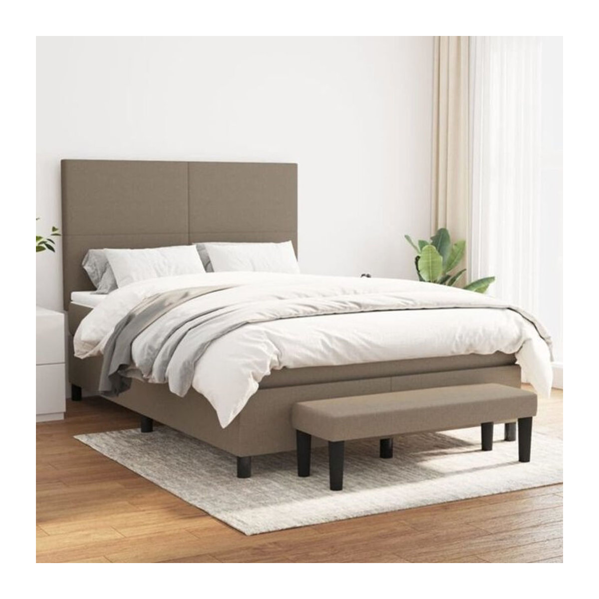 vidaxl Boxspringbett mit Matratze in Taupe meliert aus Stoff und Holzwerkstoff, B/T: 140 x 190 cm - Bild 1
